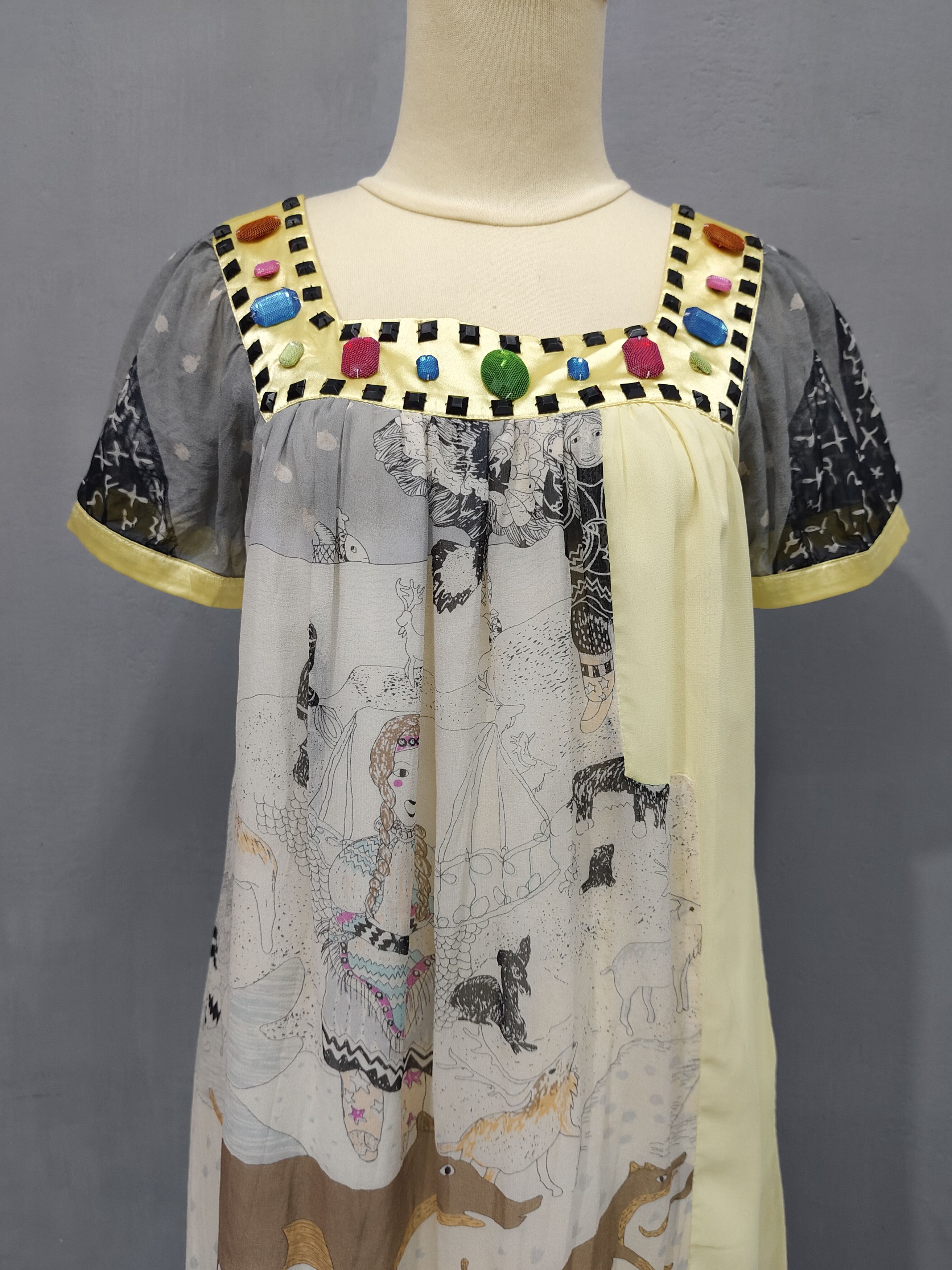 Tsumori Chisato RARE Runway Art Piece❤️‍🔥TC Fairy Tale Jewel Sheer Shiffon Size M / US 6-8 / IT 42-44 - 2 Thumbnail