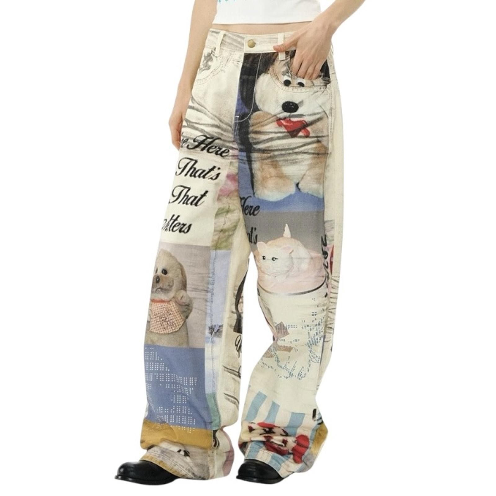 Japanese Brand Whimsical Wide-Leg Statement Trousers Size 26" / US 2 / IT 38 - 1 Thumbnail