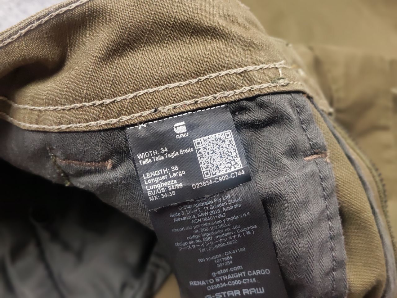 G-Star G Star Raw Renato Straight Military green Canvas Cargo Pants Size US 34 / EU 50 - 18 Thumbnail