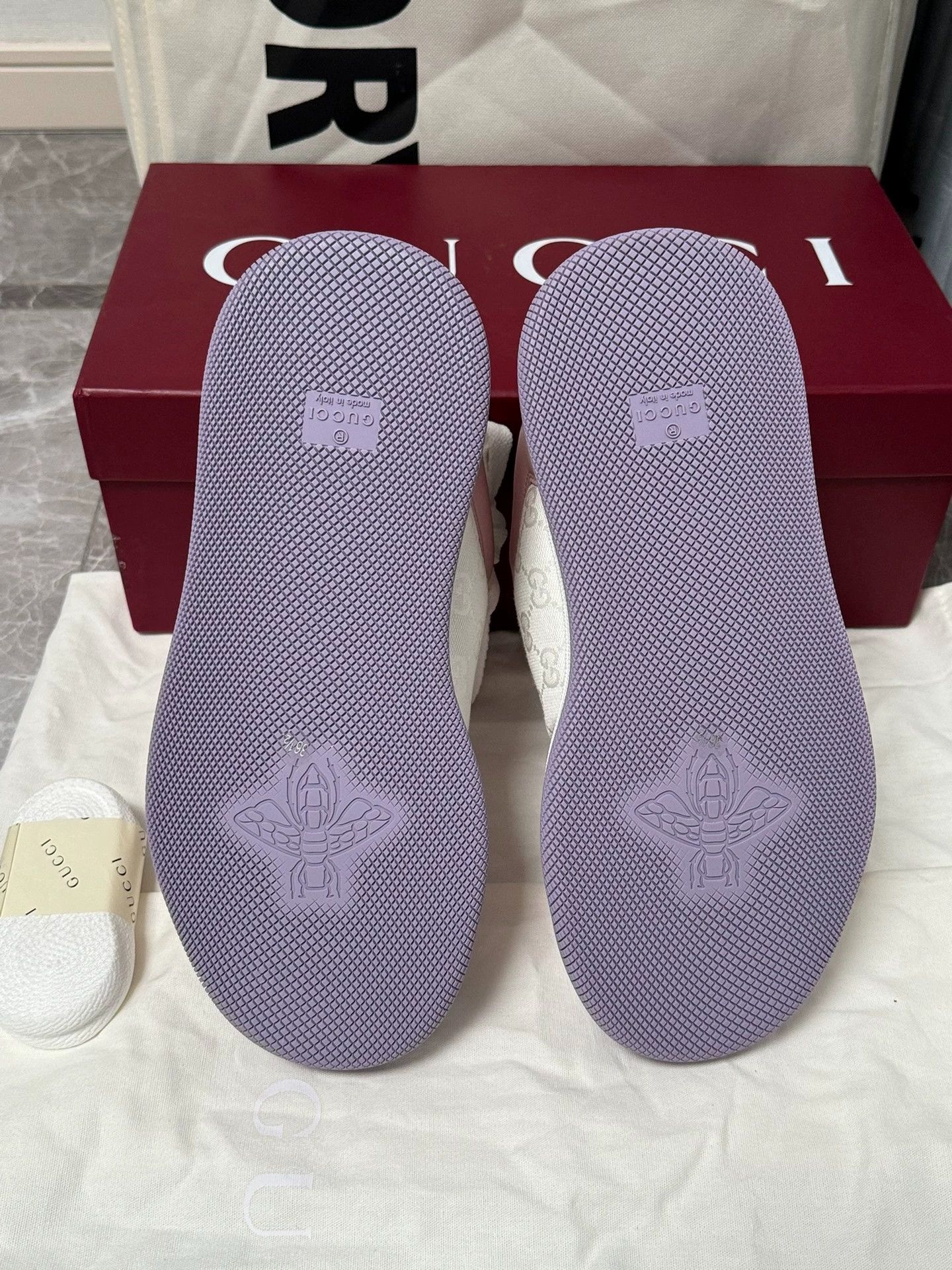 Gucci Gucci Screener Dirty Sneakers Pink&White Purple&White Size US 6 / IT 36 - 5 Thumbnail