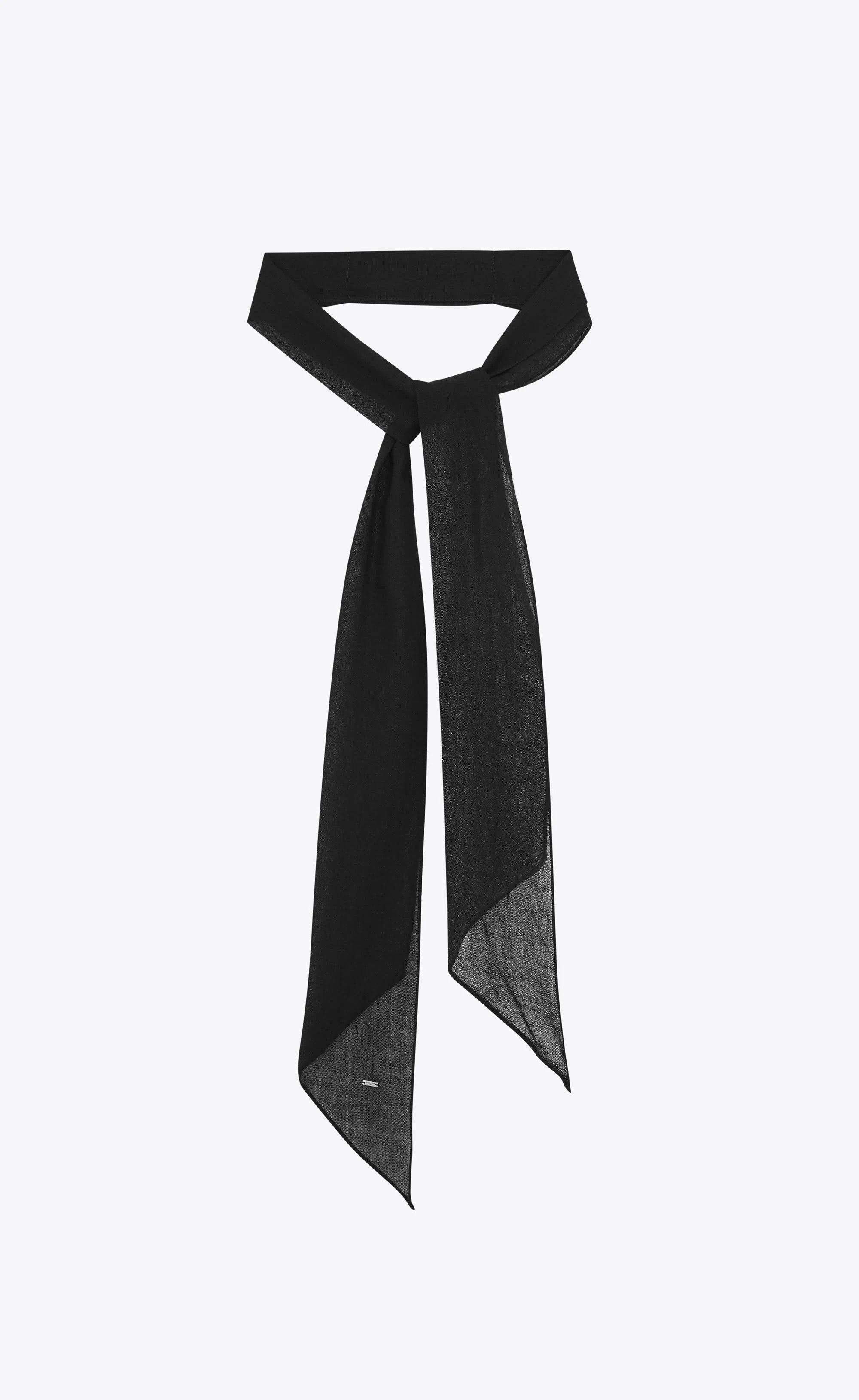 Saint Laurent Paris o1s1wg110724 Size: OS / Neck Tie in Wool Challis in Black Size ONE SIZE - 1 Thumbnail