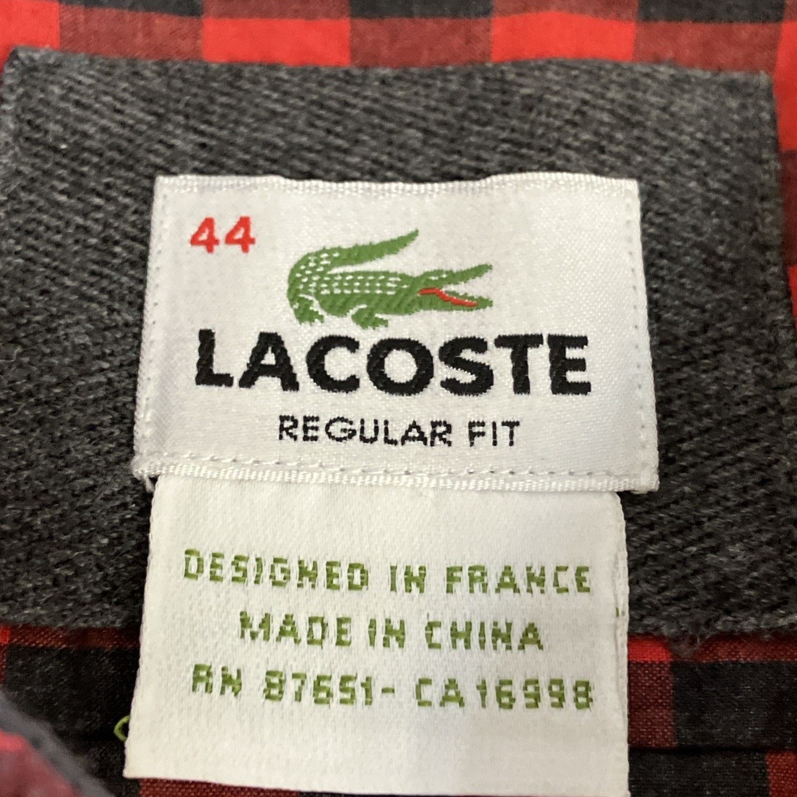 Lacoste Lacoste Men Regular Fit Checkered Button Down Shirt Large 44 Size US L / EU 52-54 / 3 - 2 Thumbnail