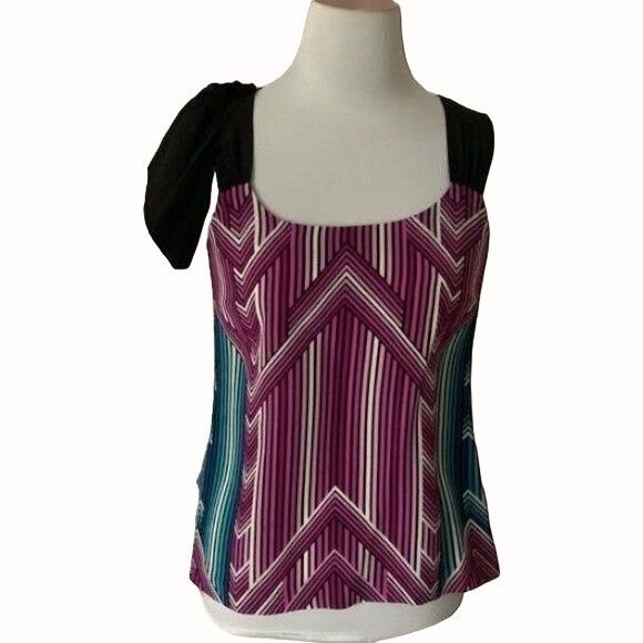 Trina Turk Trina Turk Asymmetrical Sleeveless Silk Top Multicolor 2 Size XS / US 0-2 / IT 36-38 - 1 Thumbnail