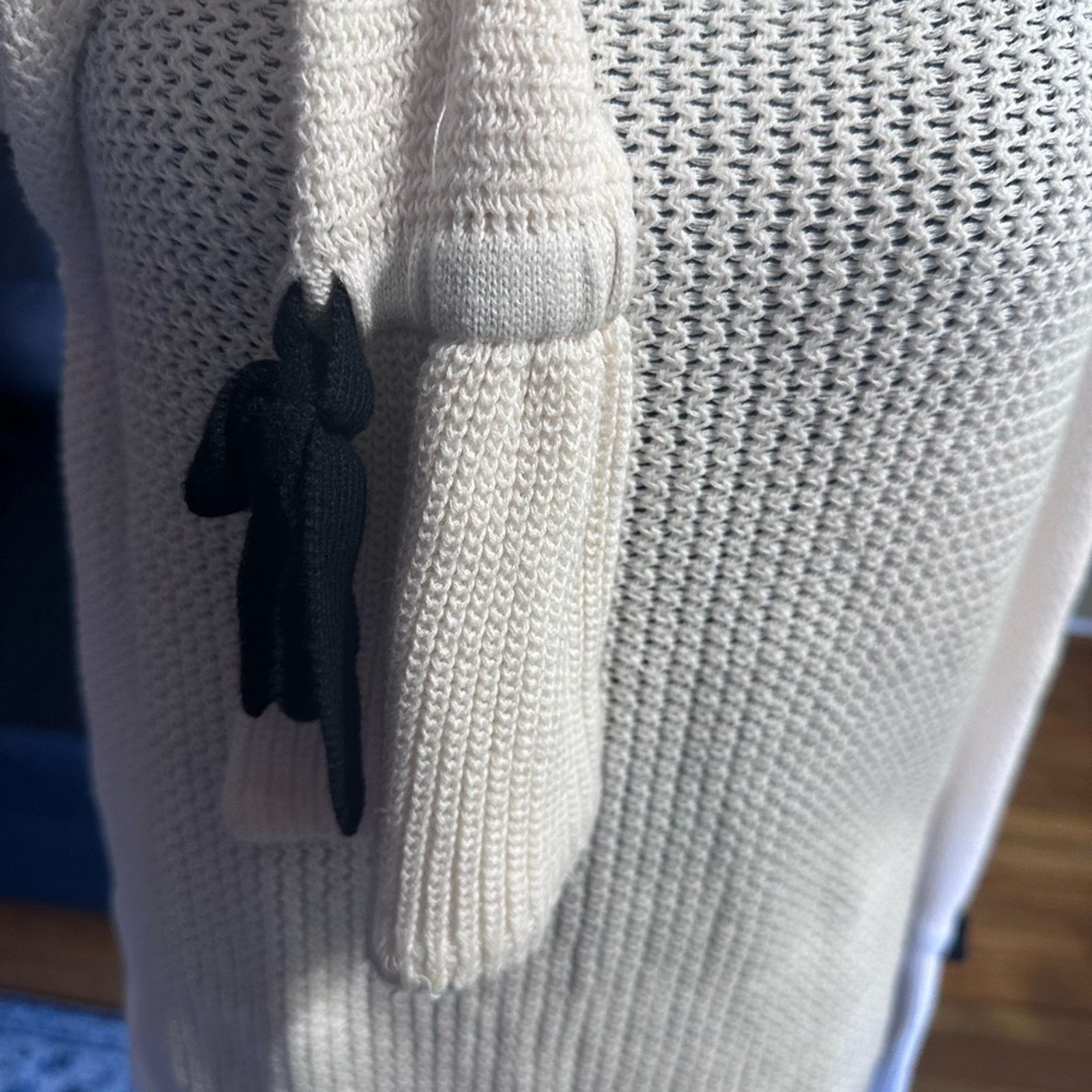 Loft LOFT Ivory White Open Knit Bell Sleeve Bow Tie Sweater Size XS / US 0-2 / IT 36-38 - 9 Thumbnail
