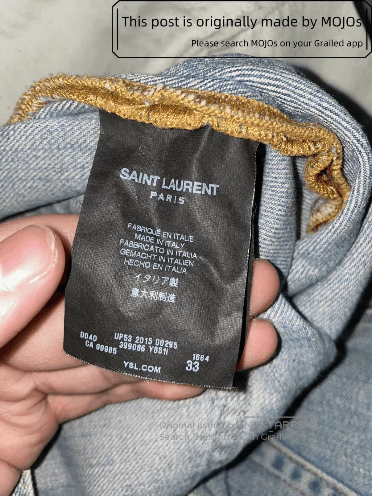 Saint Laurent Paris Sz 33 Saint Laurent Paris 16SS Cut Wash D02 Denim mojos1519 Size US 33 - 4 Thumbnail