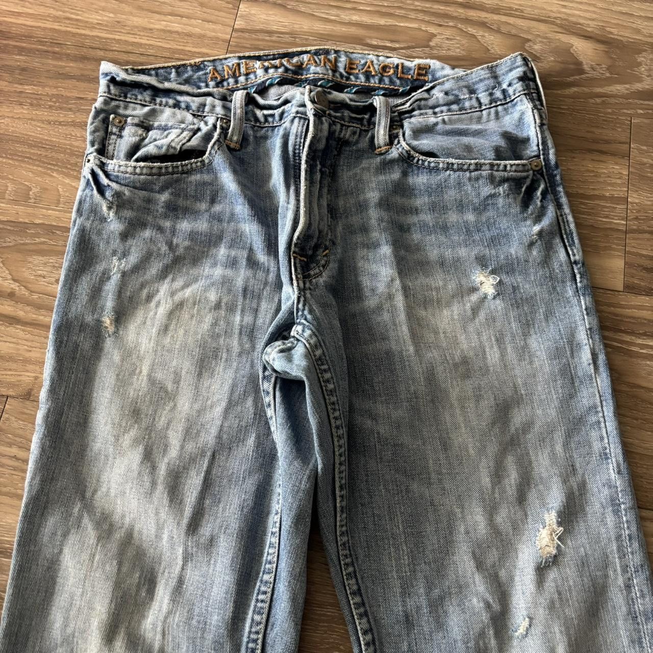 American Eagle Outfitters Crazy Vintage Y2K/2000s Grunge American Eagle Light Wash Low Boot Denim Jeans! 31x30 Size US 31 - 5 Thumbnail