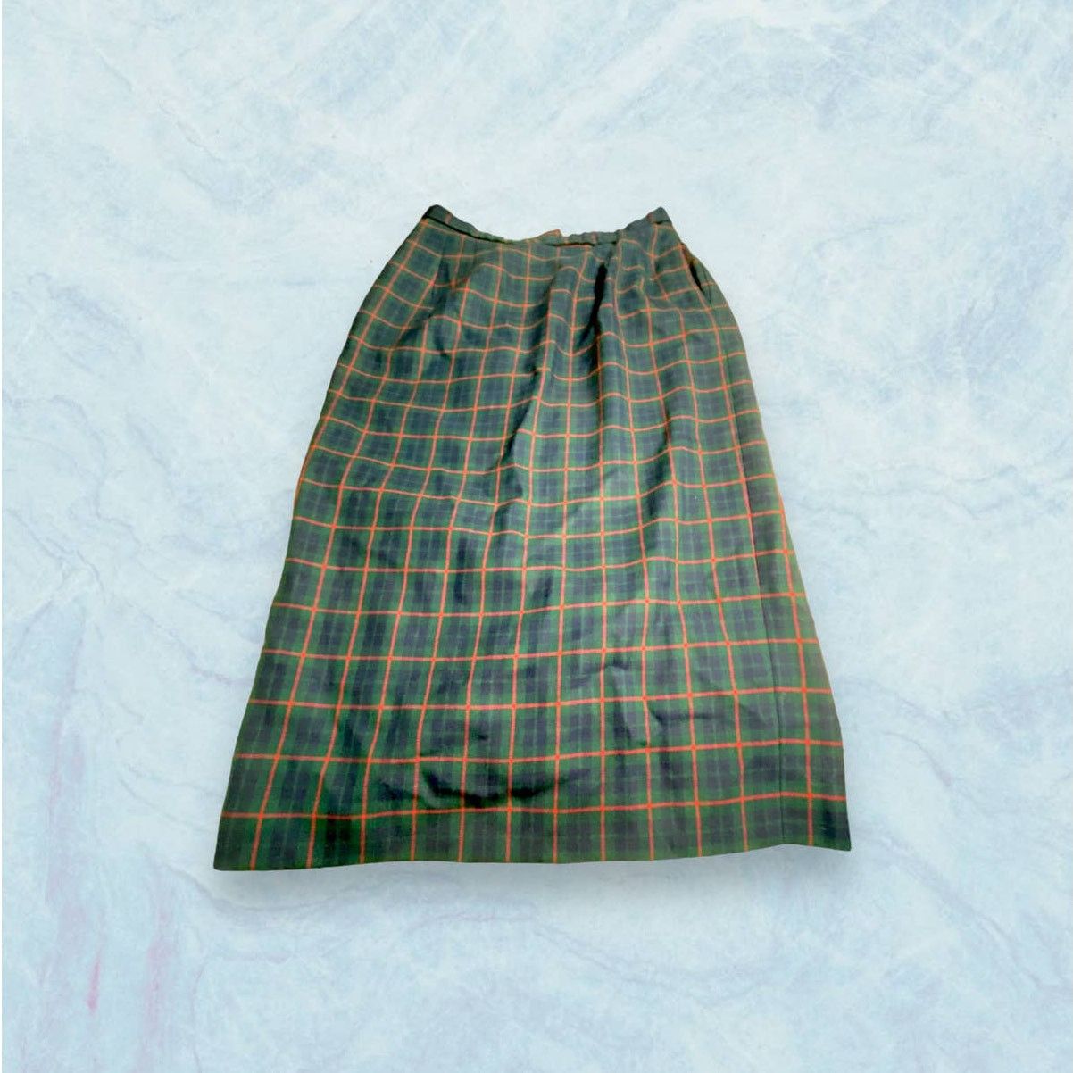 Pendleton Pendleton Vintage Virgin Wool Green Tartan Midi Skirt 12 Size 29" - 1 Thumbnail