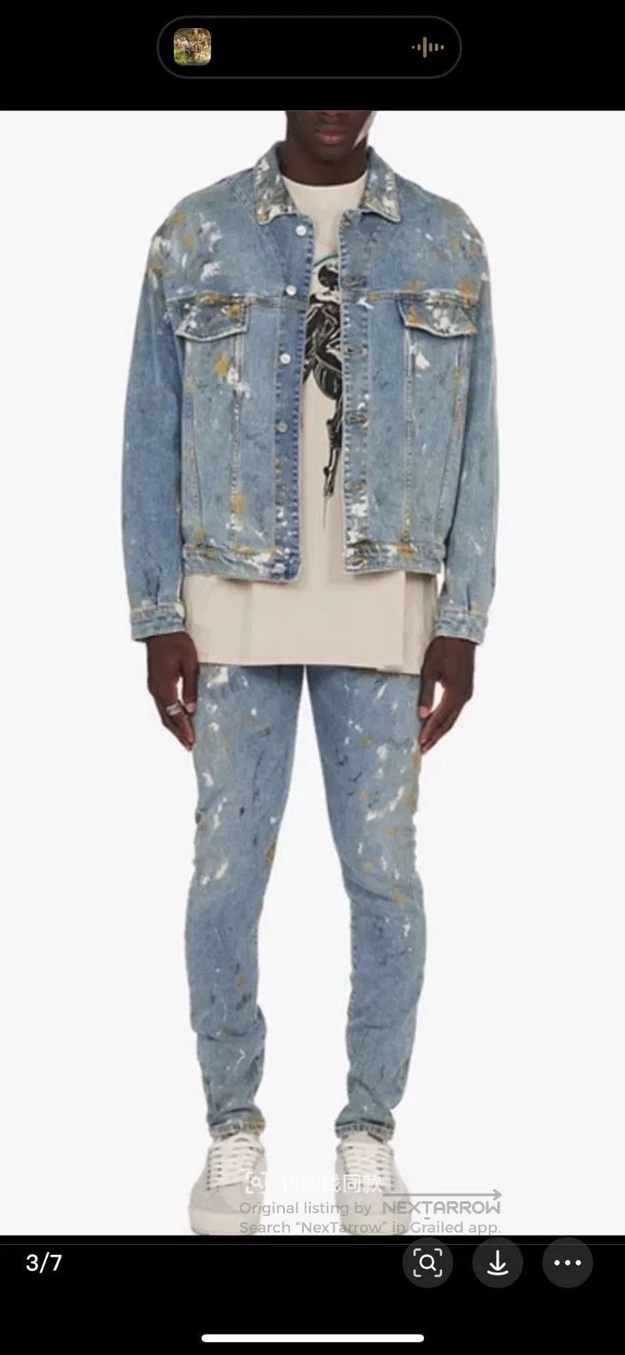 Japanese Brand REPRESENT Men's Paint Splatter Denim Jacket. Size US S / EU 44-46 / 1 - 6 Thumbnail