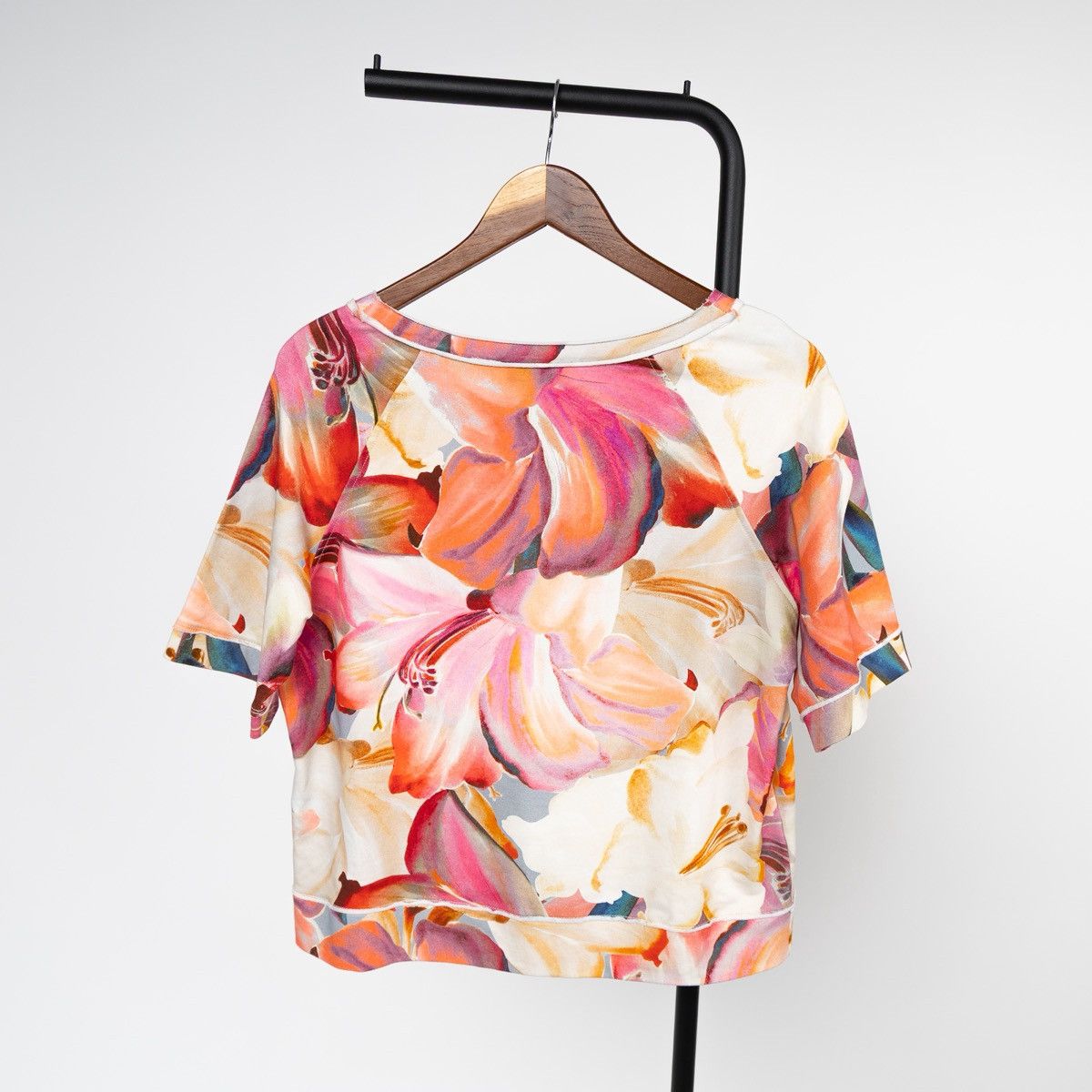 Other Monari Womens Floral Crop Top Multicolor Short Sleeve Tee Size L / US 10 / IT 46 - 4 Thumbnail
