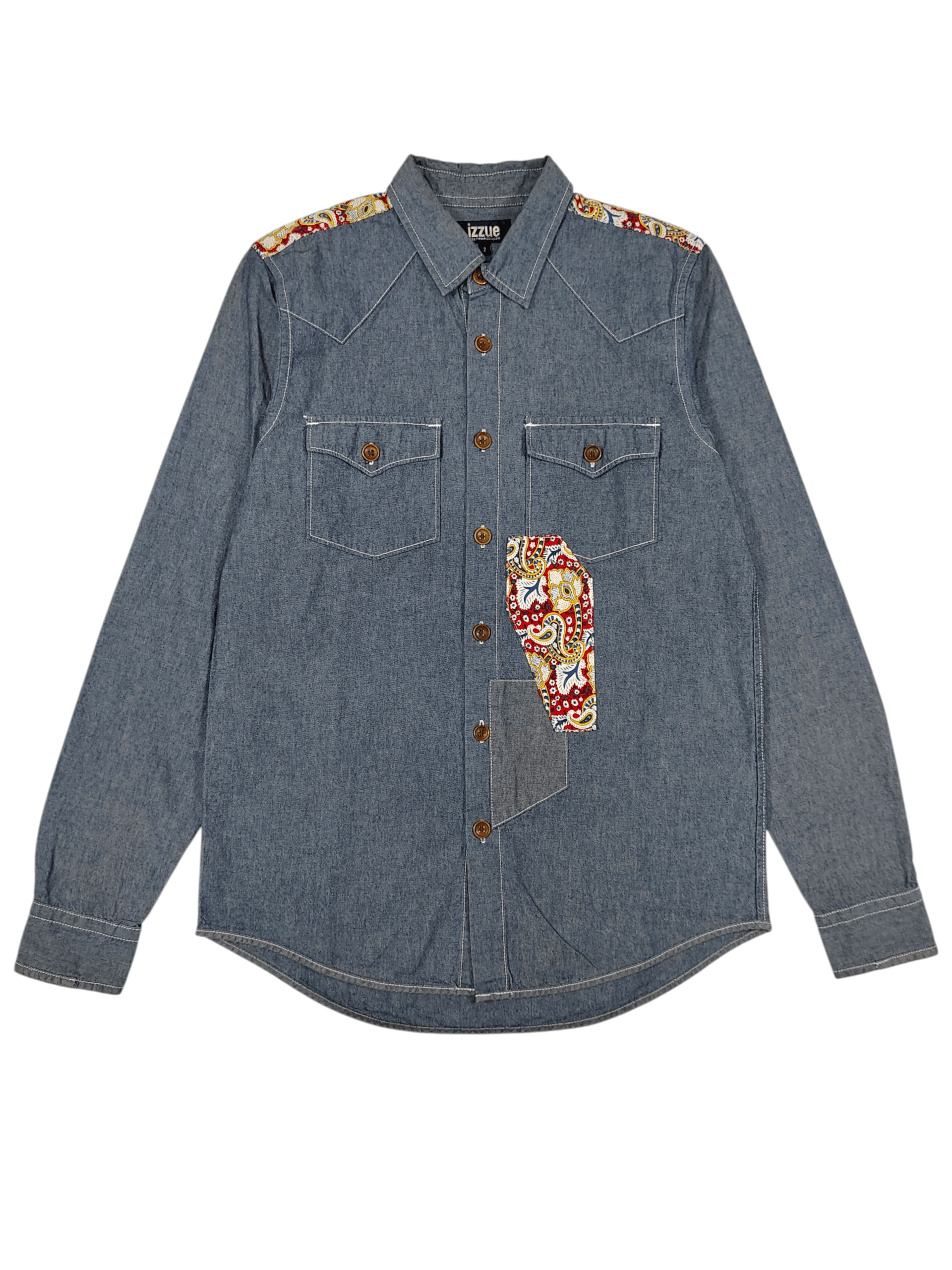 izzue Izzue 🇯🇵 Paisley Pacthwork Yoke Denim Western Shirt Size US S / EU 44-46 / 1 - 1 Thumbnail