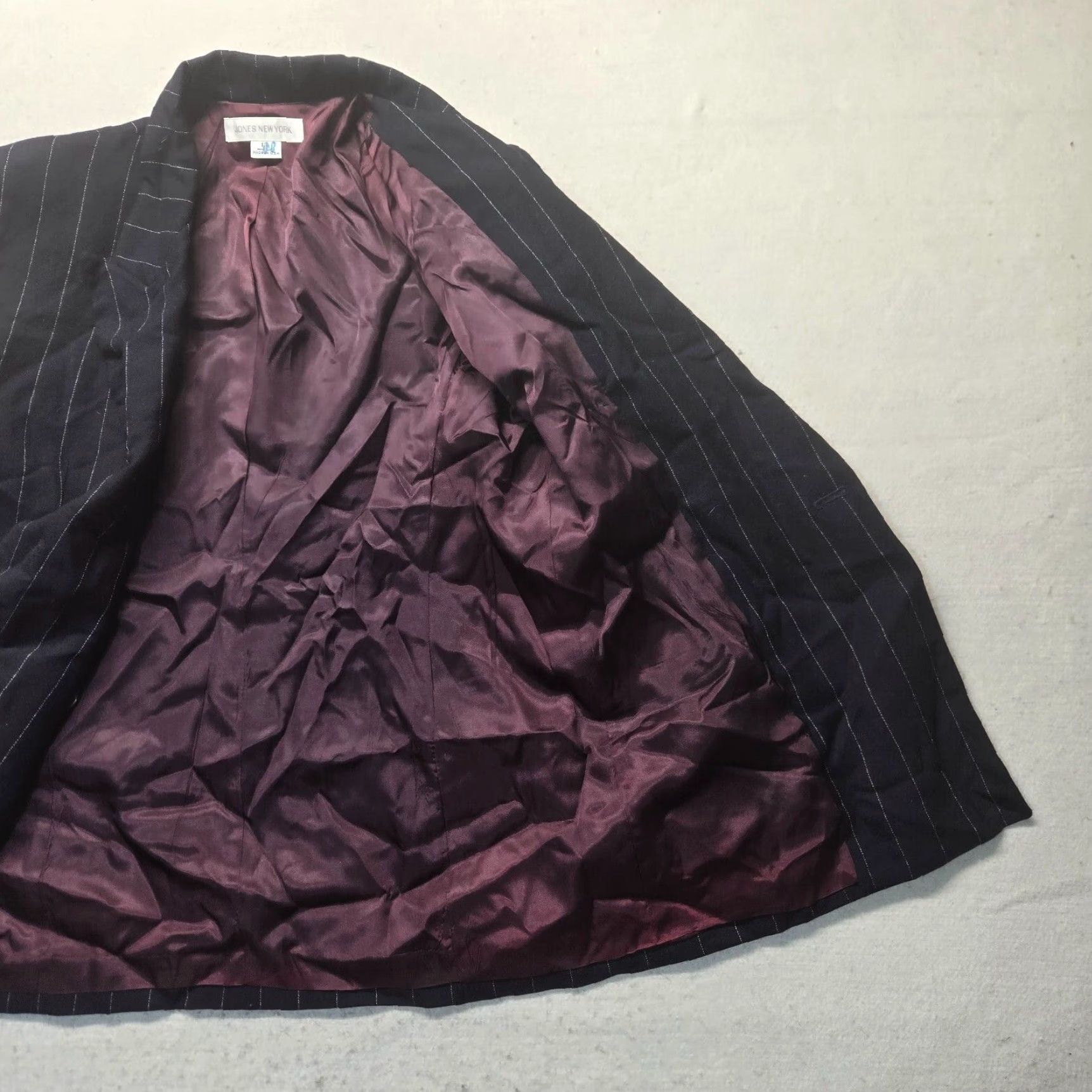 Jones New York Jones New York Blazer Womens 12 Black Striped Collared Floral Lined Jacket Poly Size XL / US 12-14 / IT 48-50 - 4 Thumbnail