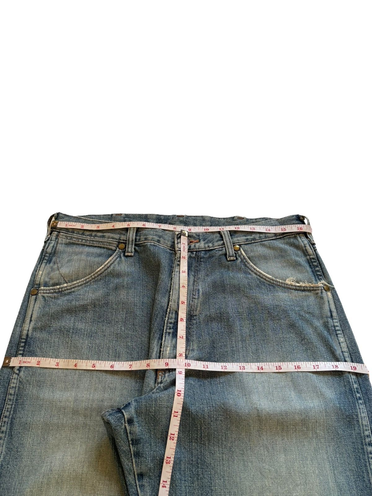 Japanese Brand × Wrangler Vintage Wrangler Rusty Mud Wash Distress Rip Baggy Jeans Size US 33 - 11 Thumbnail