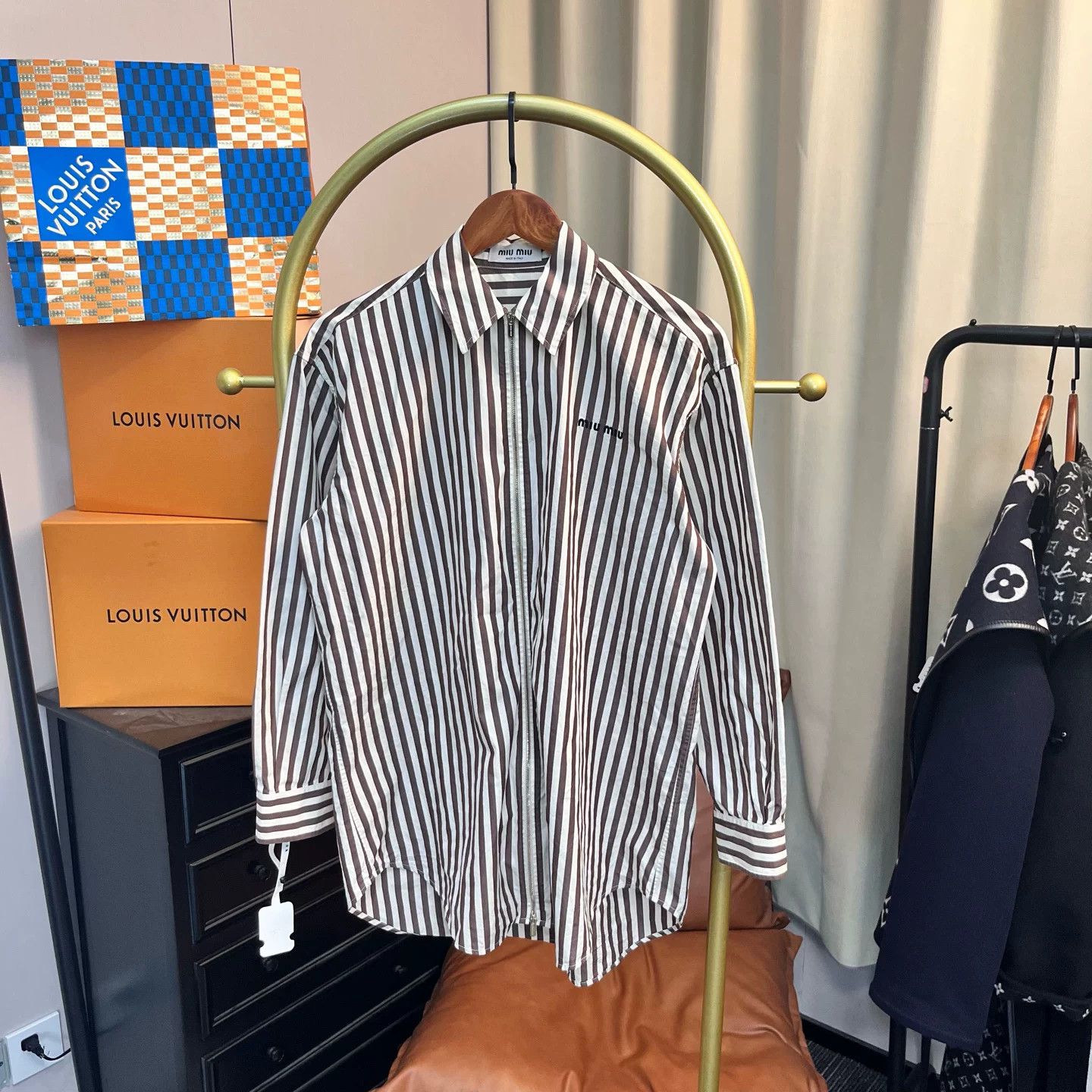 Miu Miu miumiu black and white striped zip jacket Size US S / EU 44-46 / 1 - 1 Thumbnail