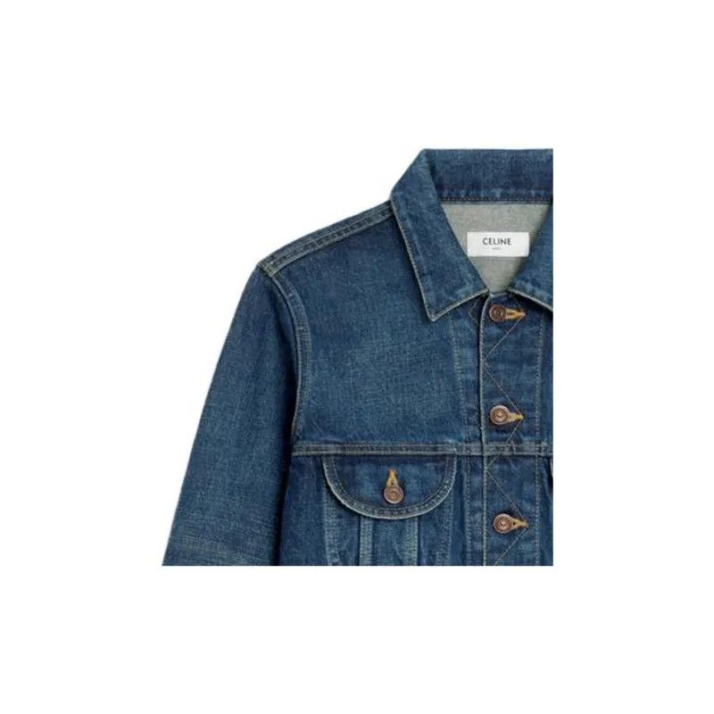 Celine o1w1db10125 2Q700107P Trucker Denim Jacket in Blue Size XS / US 0-2 / IT 36-38 - 3 Thumbnail