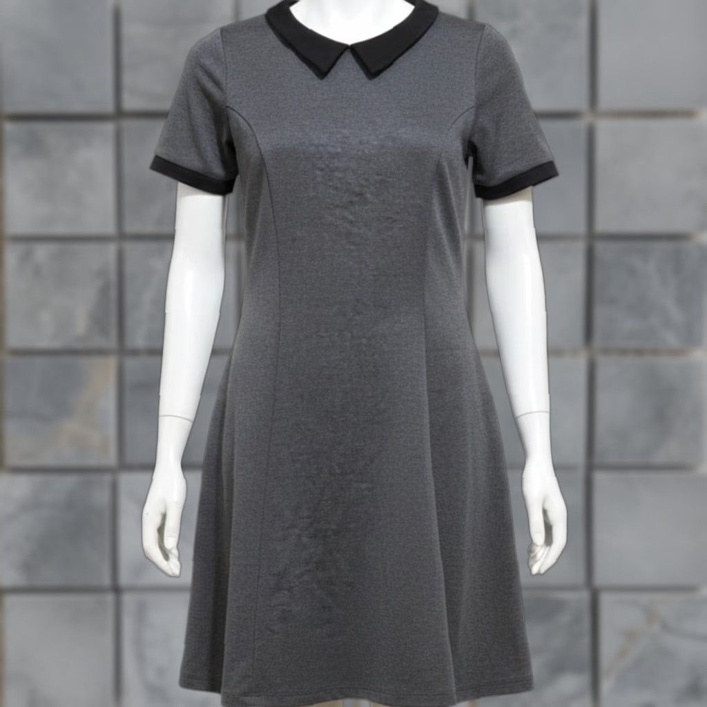 H&M H&M Dress Gray 8 Peter Pan Collar Short Sleeve A-Line Casual 8 Gray Gothic Grunge Emo Wednesday Adams Theme Womens Size M / US 6-8 / IT 42-44 - 1 Thumbnail