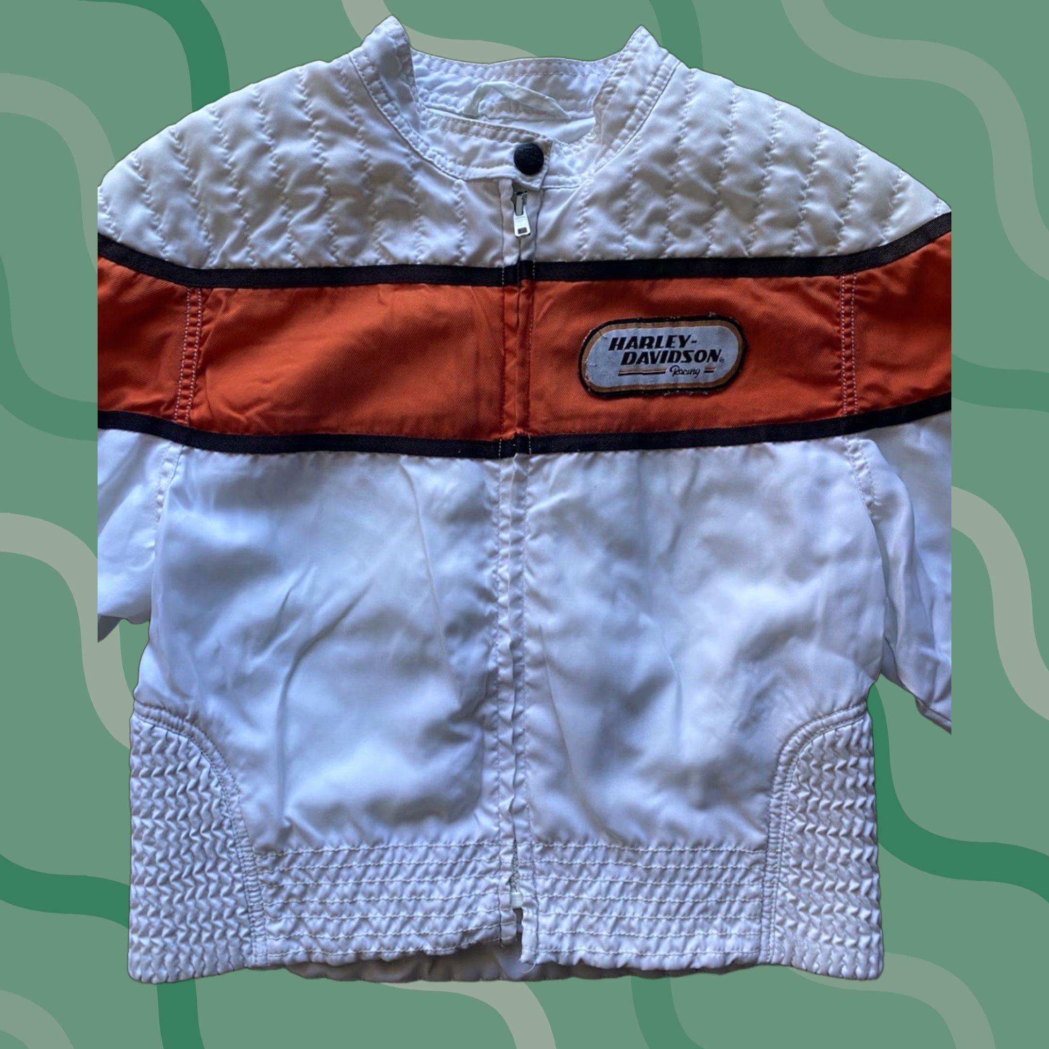 Harley Davidson Harley-Davidson Jacket Women’s M Full Zip Cropped White Orange Black Multicolor Racing Jacket M Women Size M / US 6-8 / IT 42-44 - 1 Thumbnail