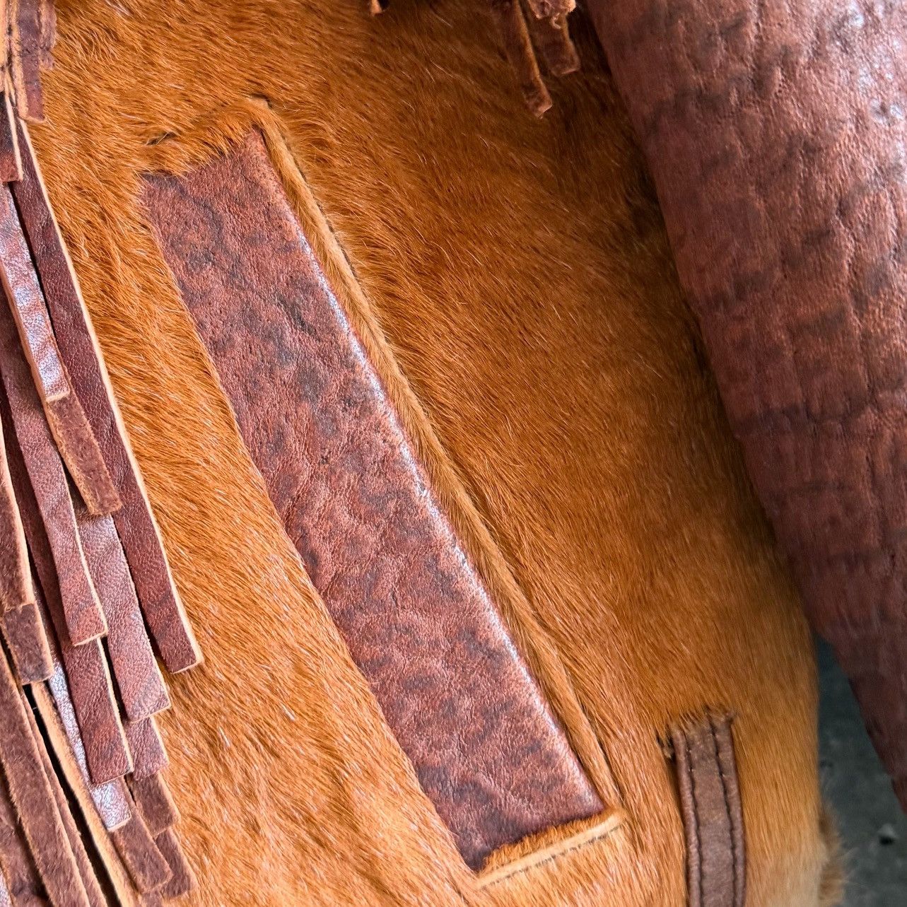 Vintage 1/1 VINTAGE Leather Pony Hair Western Fringe Rider Jacket Size US M / EU 48-50 / 2 - 12 Thumbnail