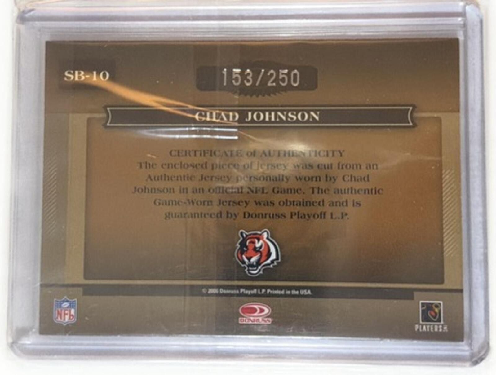 Other 2006 Donruss Classics Chad Johnson SB-10 153/250 Jersey Size ONE SIZE - 2 Thumbnail