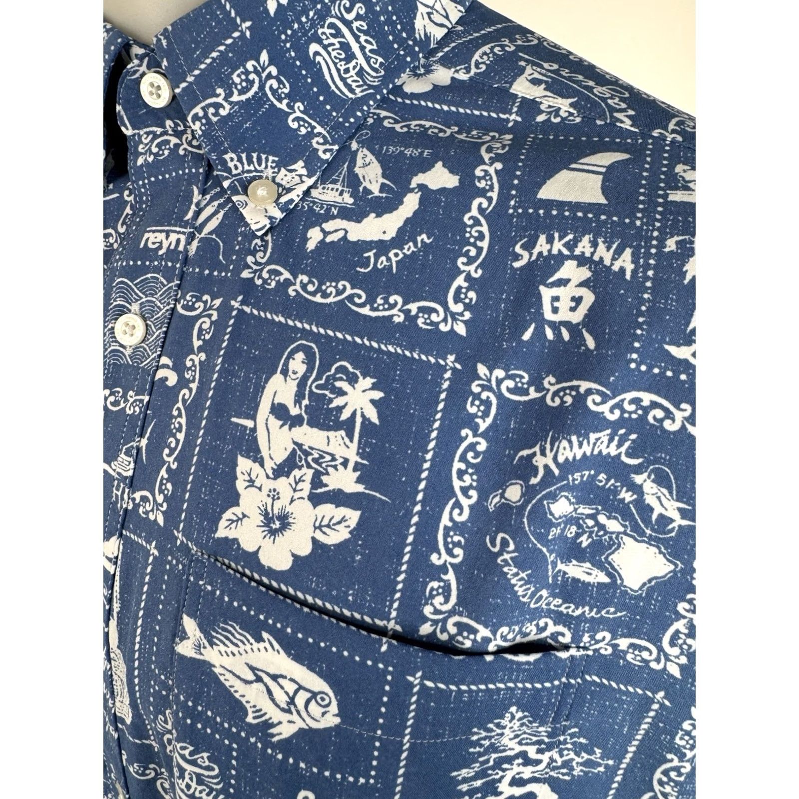 Reyn Spooner REYN SPOONER / SOUTHERN TIDE - HULA GIRL Surf Shark Fish Aloha M Shirt EXCELLENT Shirt Mens M Blue XS? Size US M / EU 48-50 / 2 - 3 Thumbnail