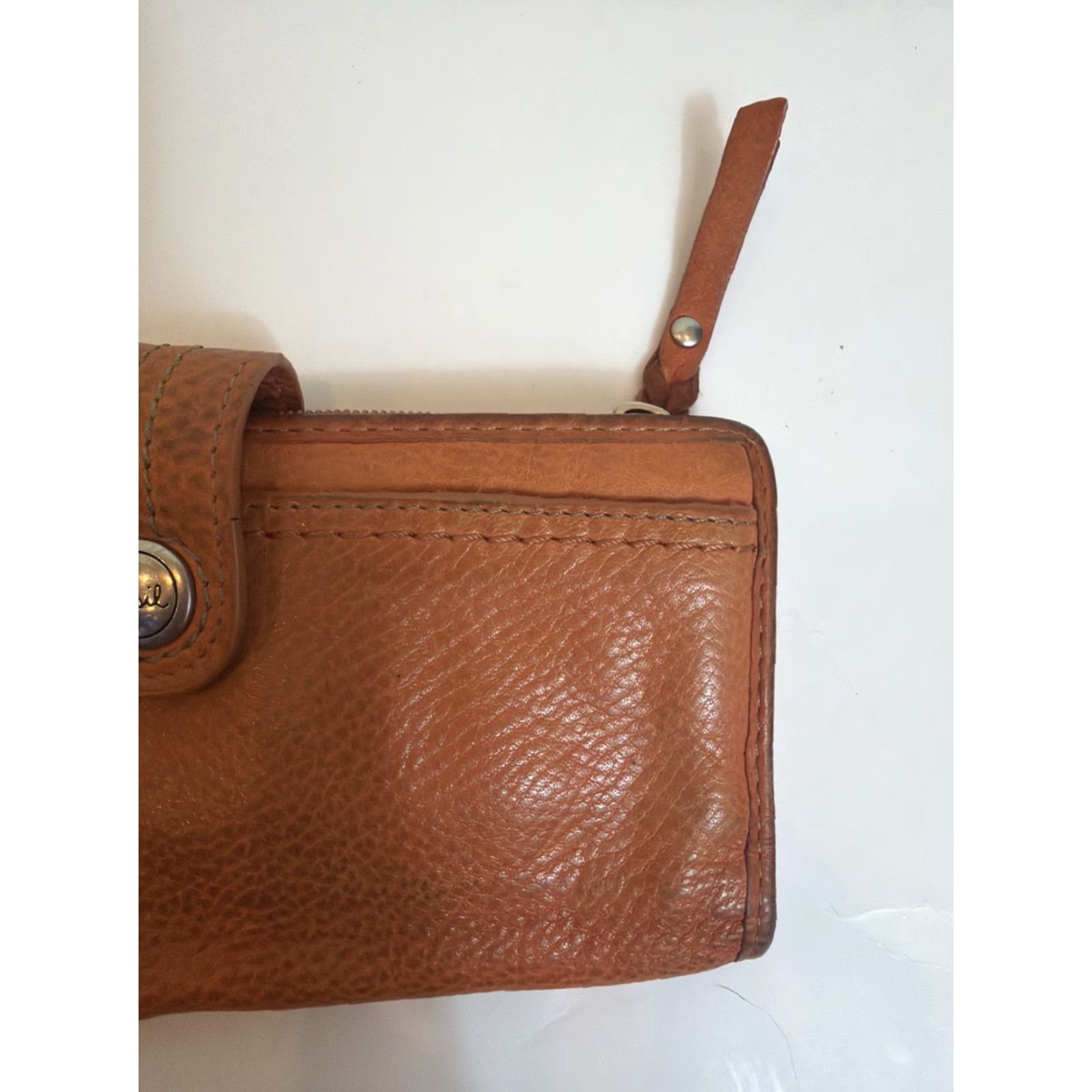 Fossil Fossil Pebbled Leather Orange Bifold Wallet Snap 7.5x3.5 Women Color Orange Pebbled Leather Wallet Snap Bifold Fossil 7.5x3.5 Size ONE SIZE - 4 Thumbnail