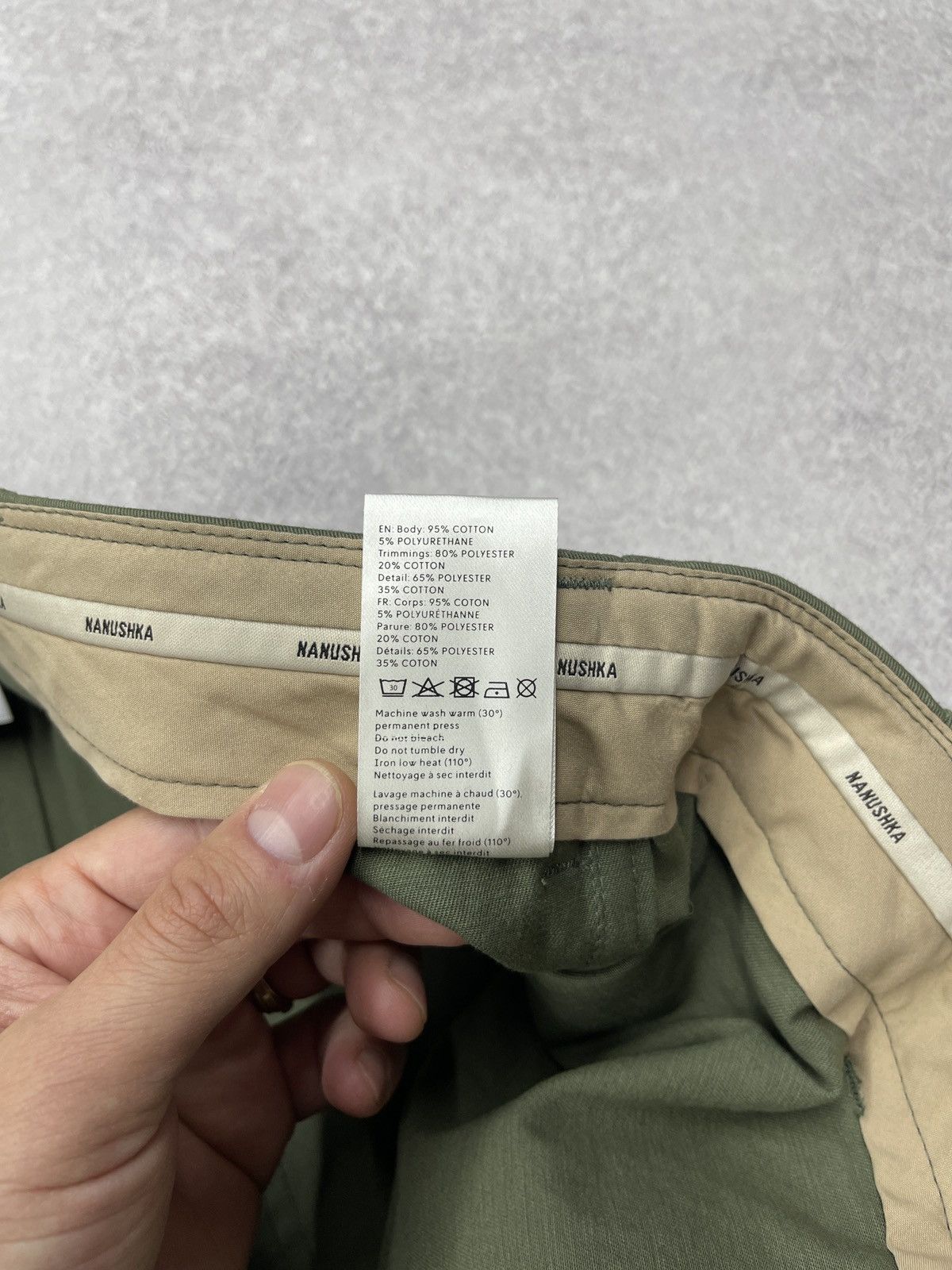 Mens Nanushka Cotton Pants Khaki Size 33 Designer