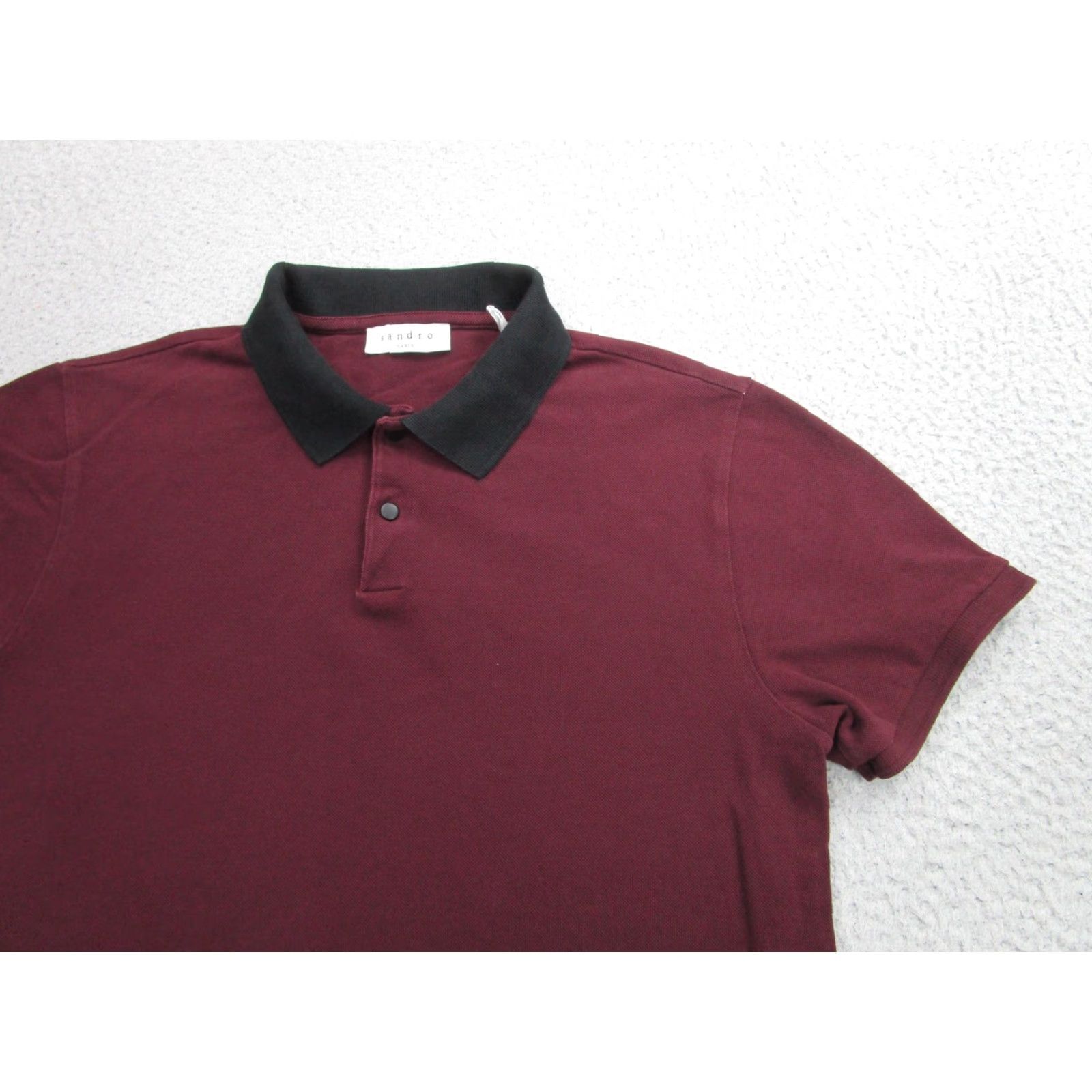 Sandro Sandro Polo Shirt Mens Small Red Black Cotton Short Sleeve Point Collar Paris Size US S / EU 44-46 / 1 - 2 Thumbnail