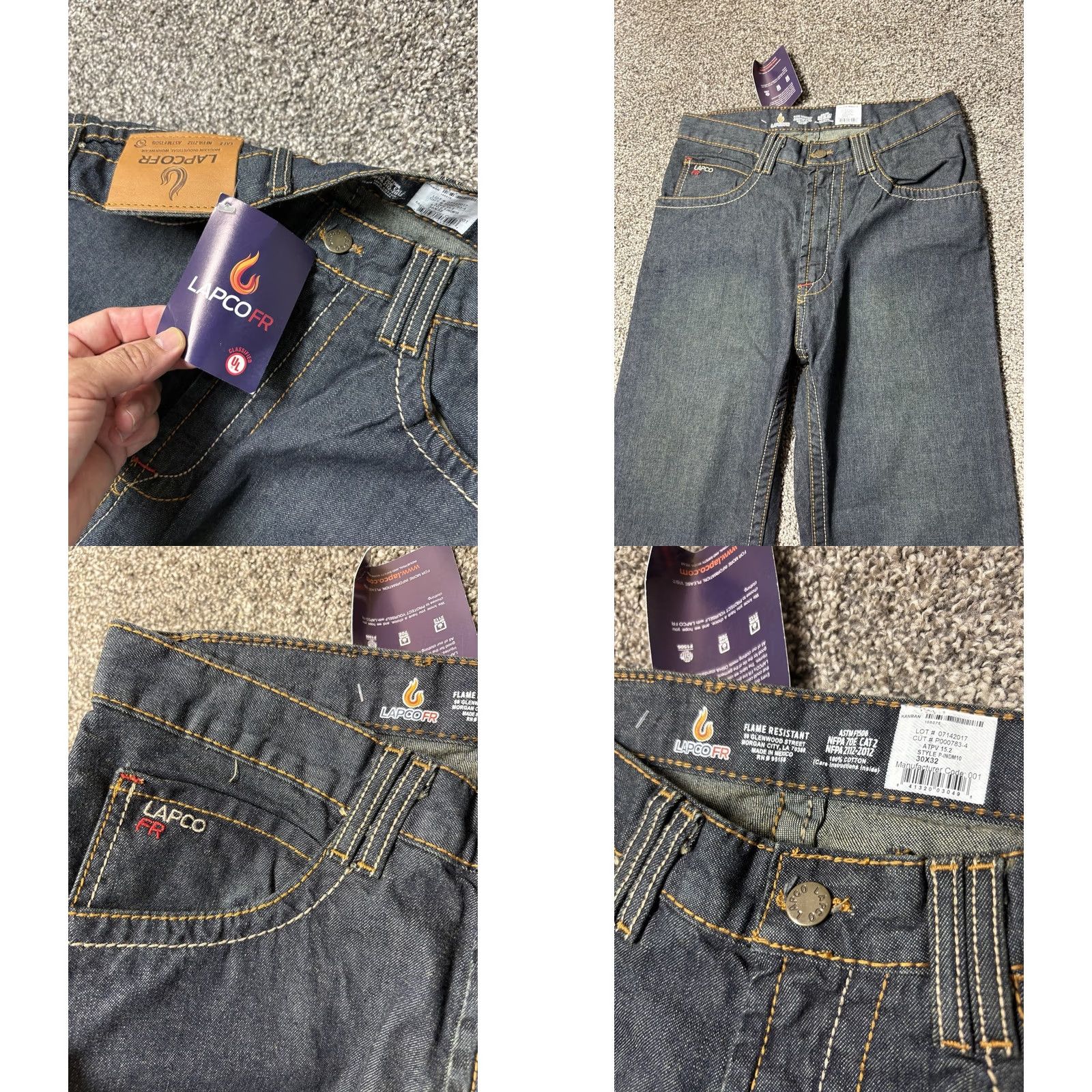 Denime LAPCO FR Reflective Jeans Mens 30x32 Blue NEW NWT Denim Dark Blue Straight mørn? Size US 30 / EU 46 - 8 Thumbnail