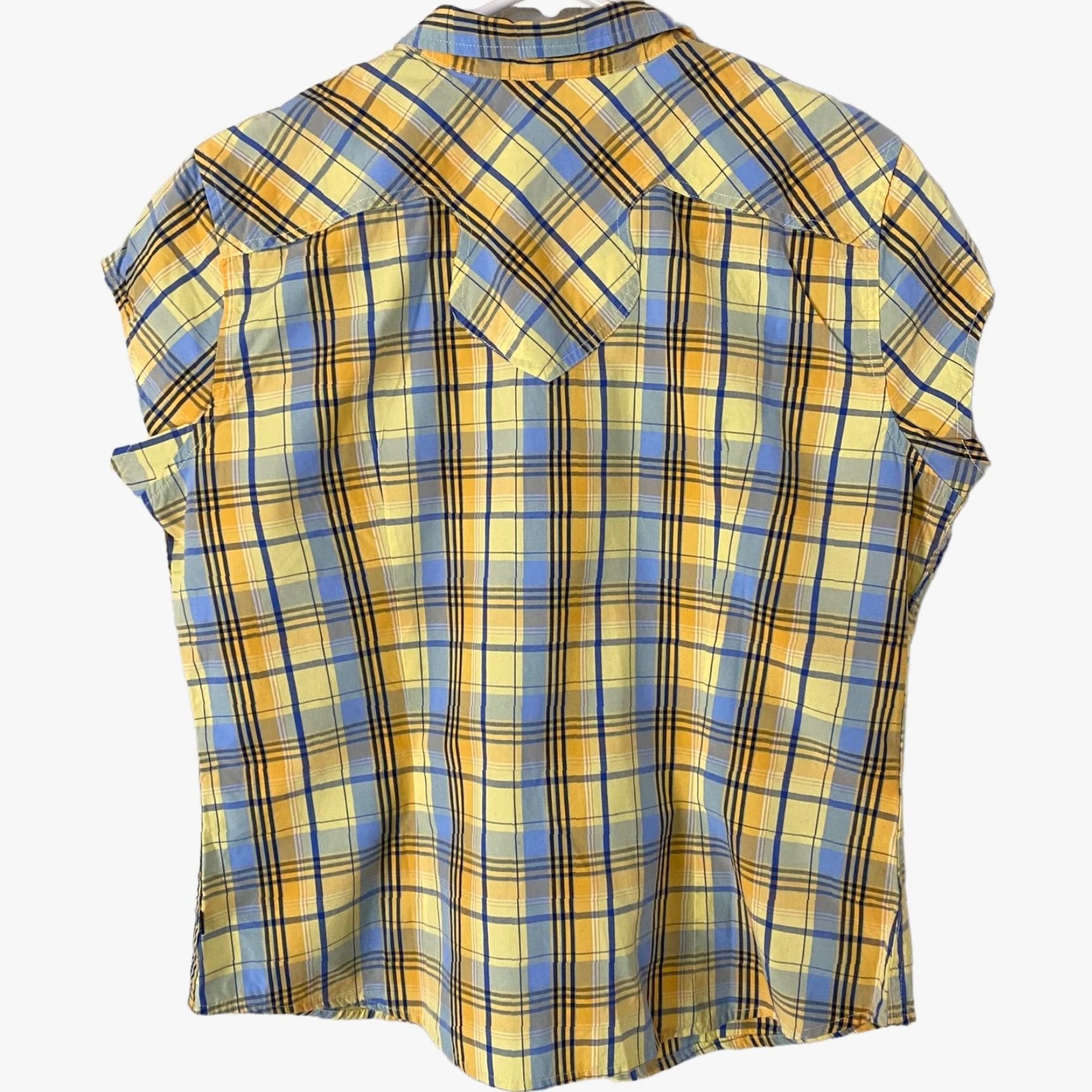 Roper Roper Western Plaid Pearl-Snap Shirt Yellow Cap Sleeve Women's Large Size L / US 10 / IT 46 - 4 Thumbnail