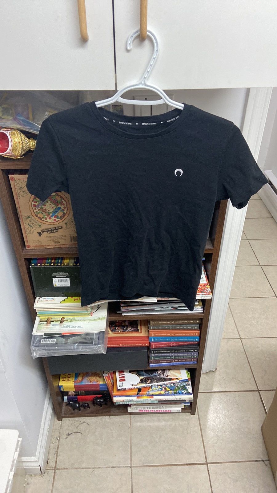 Marine Serre Marine Serre Black Short Sleeve Tee w/ Embroidered Moon Logo Size M / US 6-8 / IT 42-44 - 1 Thumbnail