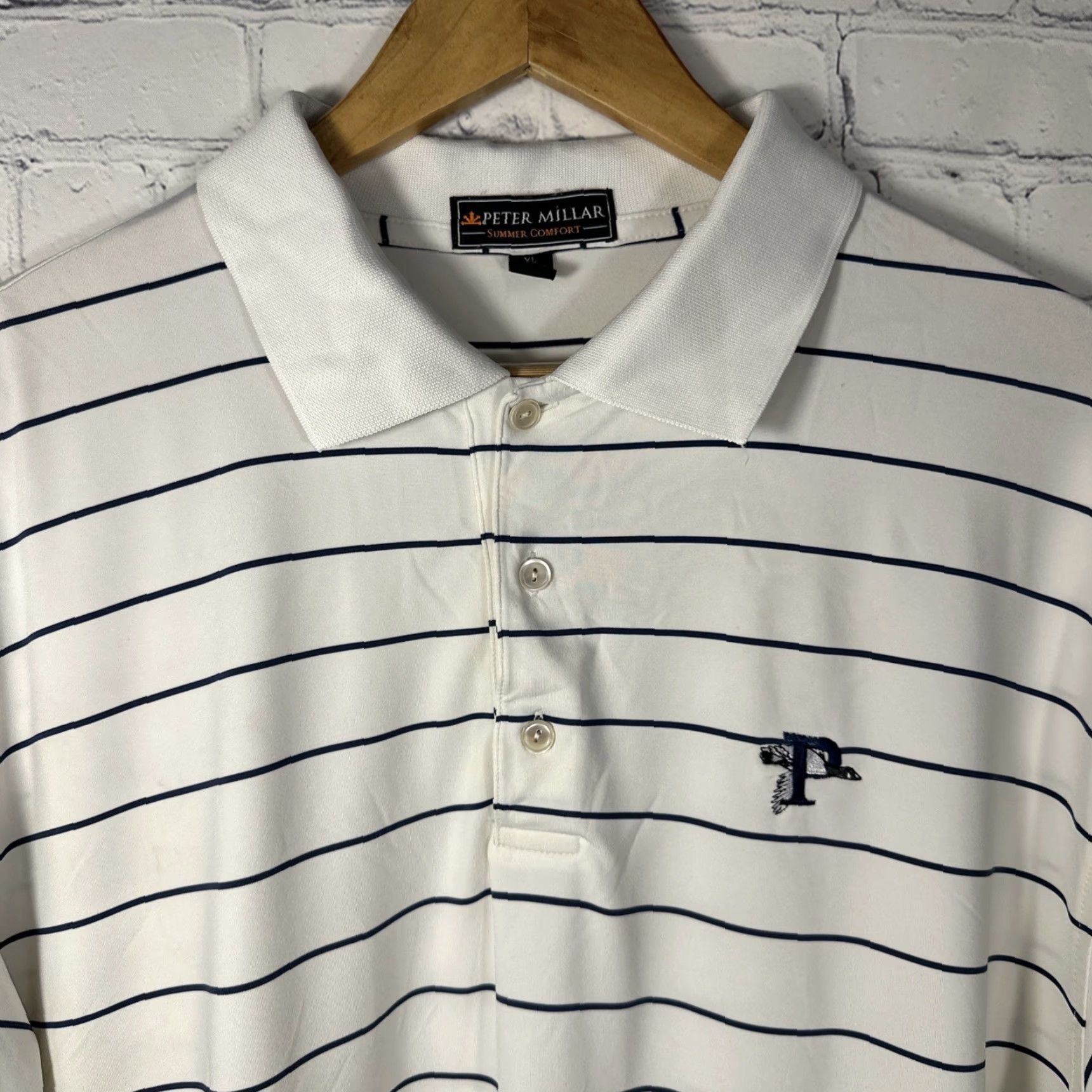 Peter Millar Peter Millar Polo Shirt Mens XL White Stripe Summer Comfort Golf Stretch Casual Size US XL / EU 56 / 4 - 2 Thumbnail