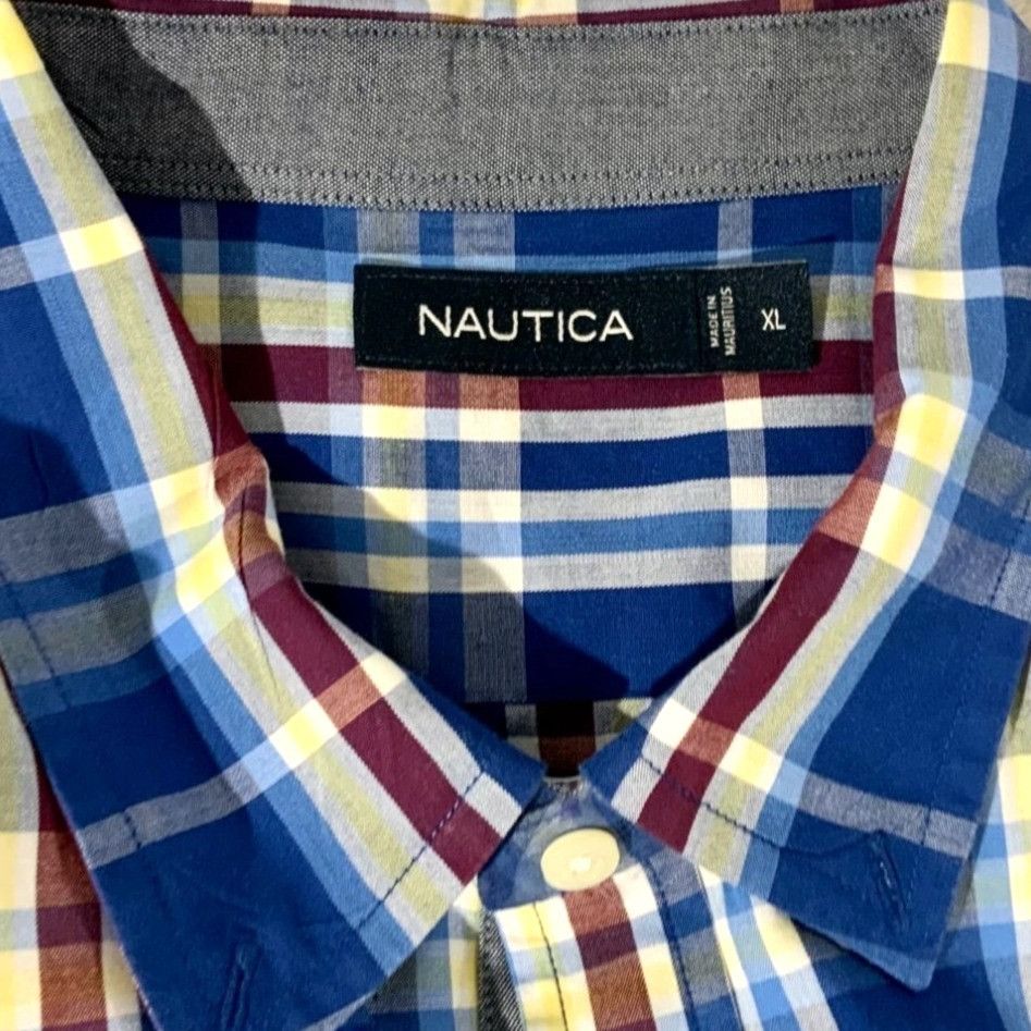 Nautica Nautica Mens Long Sleeve Limoges Blue Plaid Button Up Shirt Size US XL / EU 56 / 4 - 4 Thumbnail