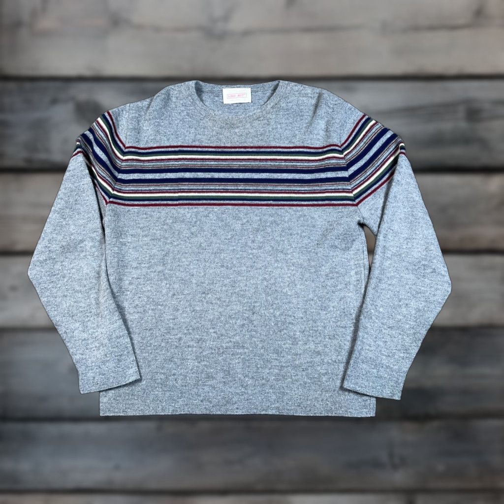 Vintage VINTAGE Lord Jeff Striped Sweater Adult Large Gray Acrylic Pullover 80s Preppy Mens Size US L / EU 52-54 / 3 - 1 Thumbnail