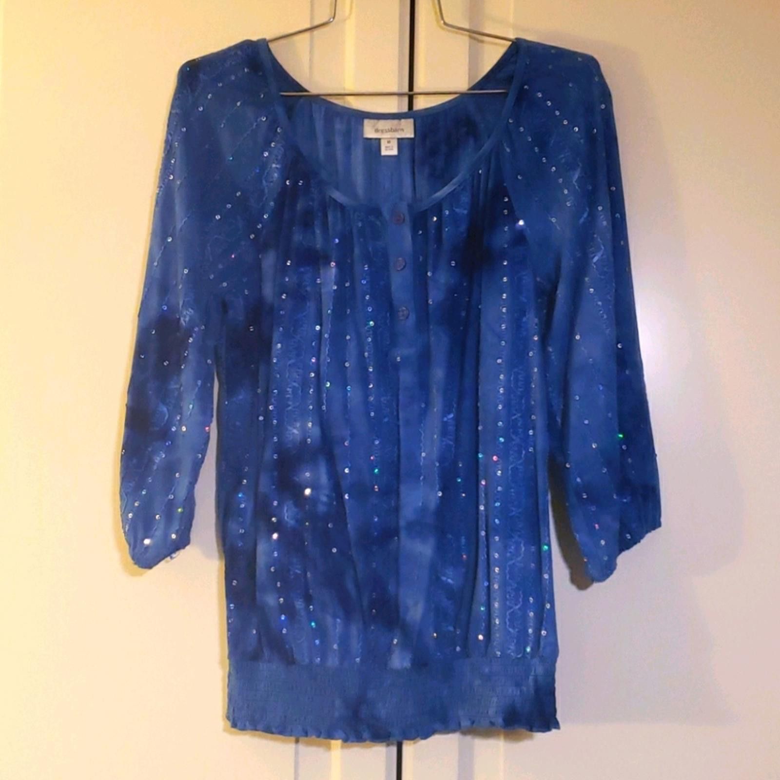 Other Dressbarn blue tie dye pheasant sequin top Sz M Size M / US 6-8 / IT 42-44 - 1 Thumbnail