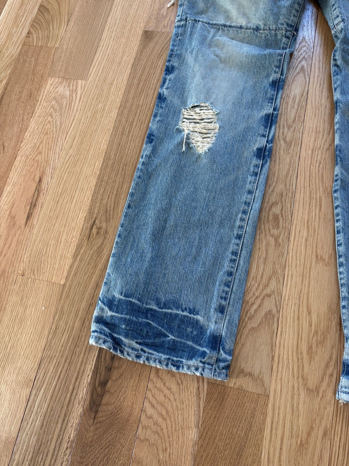PPFM PPFM Double Waist Distressed Jeans Faded Denim XL 36x32 Size US 36 / EU 52 - 12 Thumbnail
