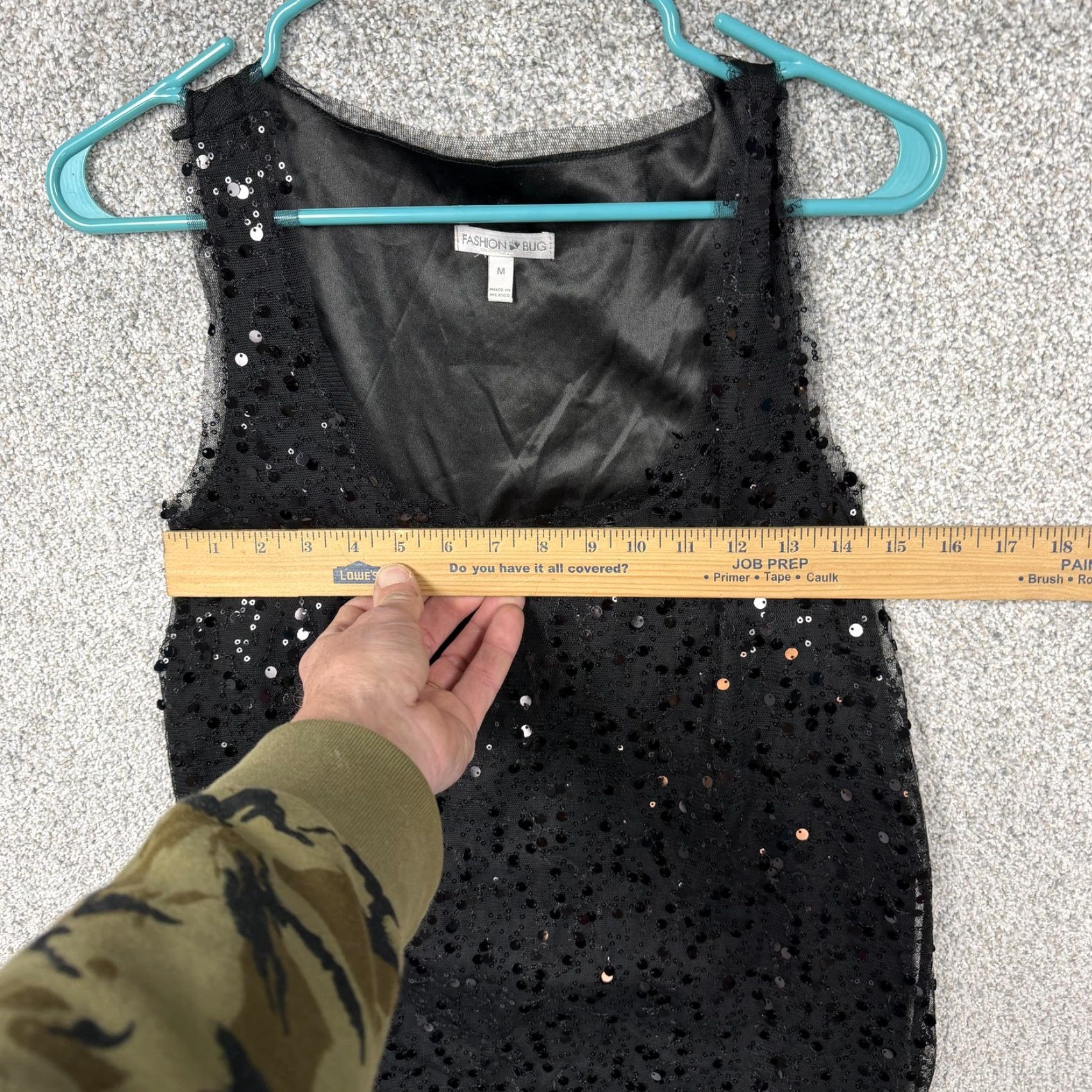 Vintage VINTAGE Fashion Bug Tank Top Womens M Black Sequin Party Gothic 90s Retro - Shirt (Tank) - 00s? Size M / US 6-8 / IT 42-44 - 3 Thumbnail