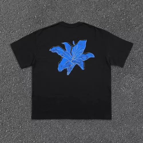 Vintage Street Blue Floral Print Short Sleeve T Shirt Black Size US S / EU 44-46 / 1 - 3 Thumbnail