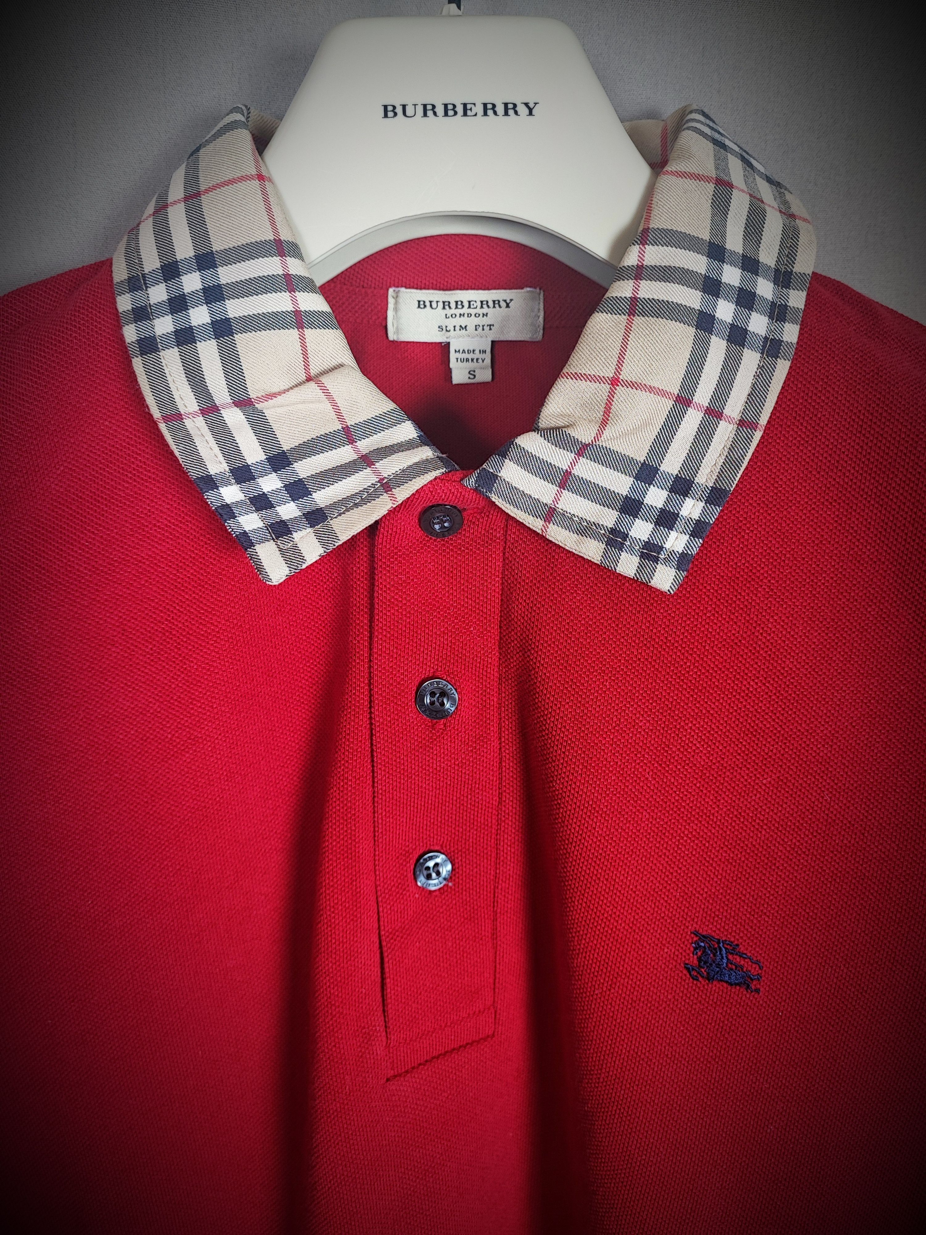 Image of Burberry Polo S Red, Men's (Size Small)