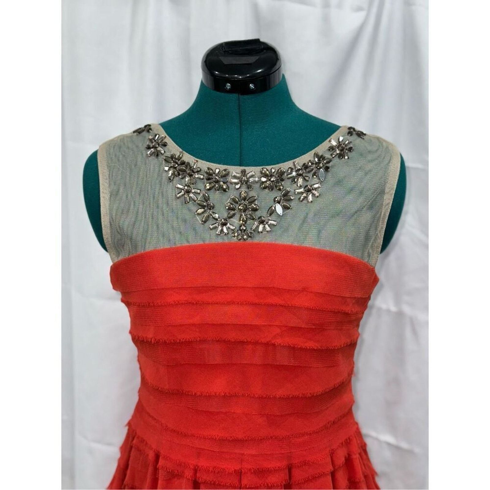 Other Jolie Moi red tiered mesh dress with embellished top | US 6 Size M / US 6-8 / IT 42-44 - 3 Thumbnail