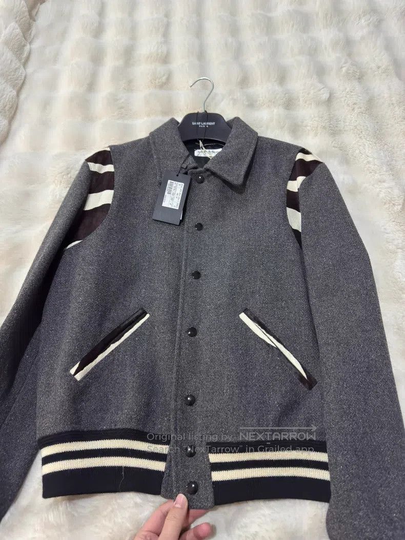 Saint Laurent Paris Saint Laurent Paris Gray Zebra Print Men's Baseball Jacket Size US M / EU 48-50 / 2 - 4 Thumbnail