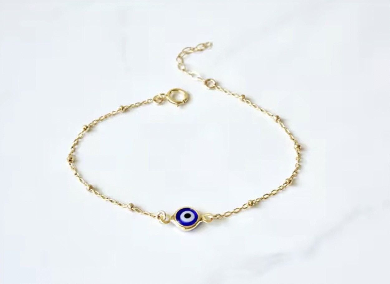 Jewelry EVIL Eye Glass Beads Gold Chain Bracelet Size ONE SIZE - 5 Thumbnail