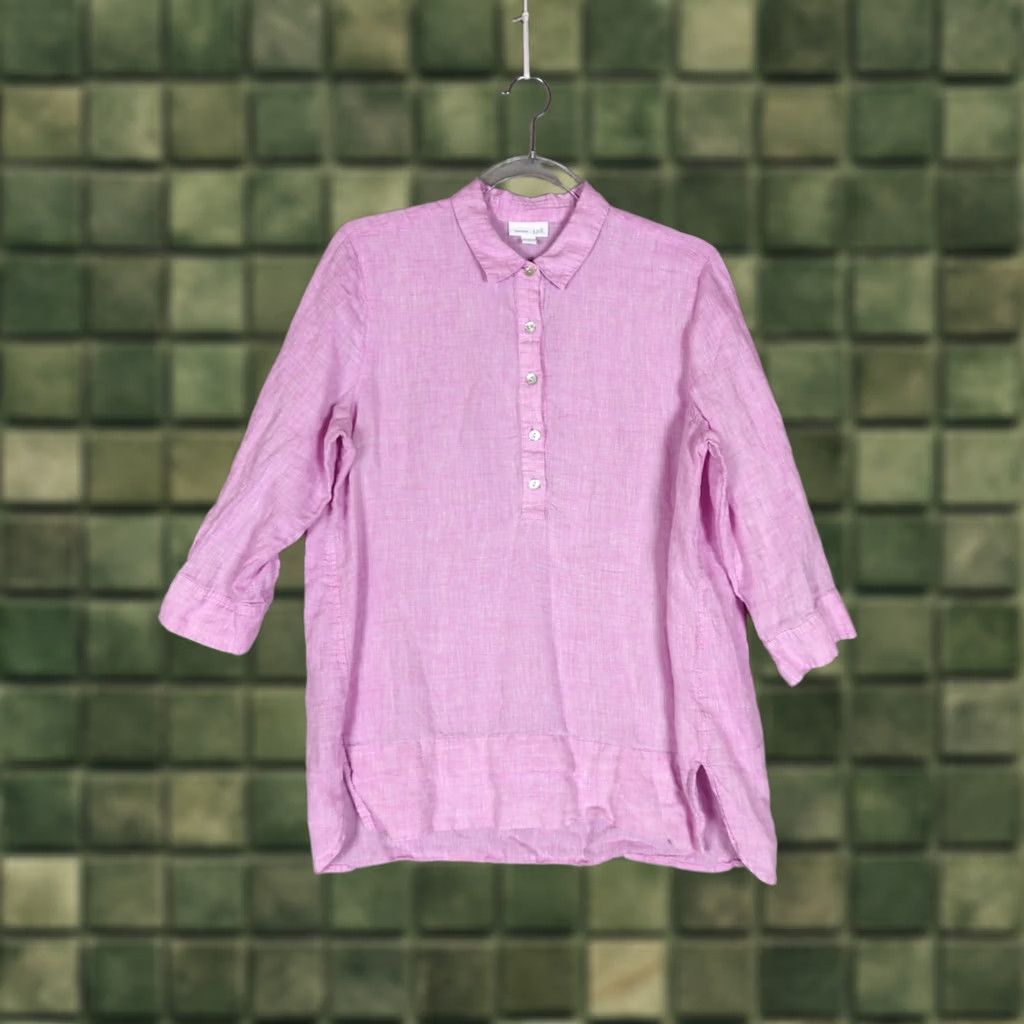J. Jill VINTAGE J Jill Top S Womans Small Mauve Pink Linen Popover Peasant Lagenlook Tunic Size S / US 4 / IT 40 - 1 Thumbnail