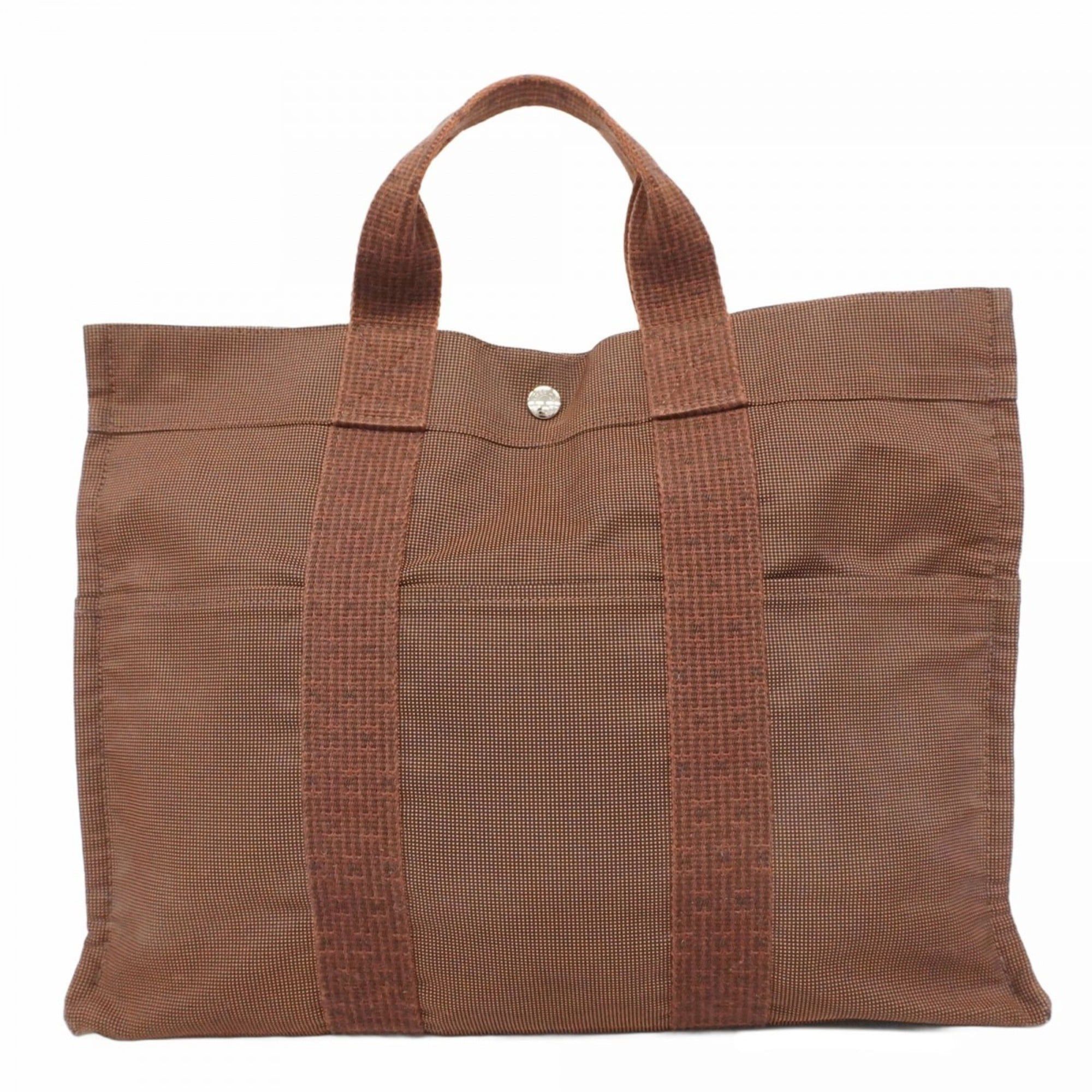 Hermes Hermès Air Line MM Tote Bag Brown Canvas Men's and Women's