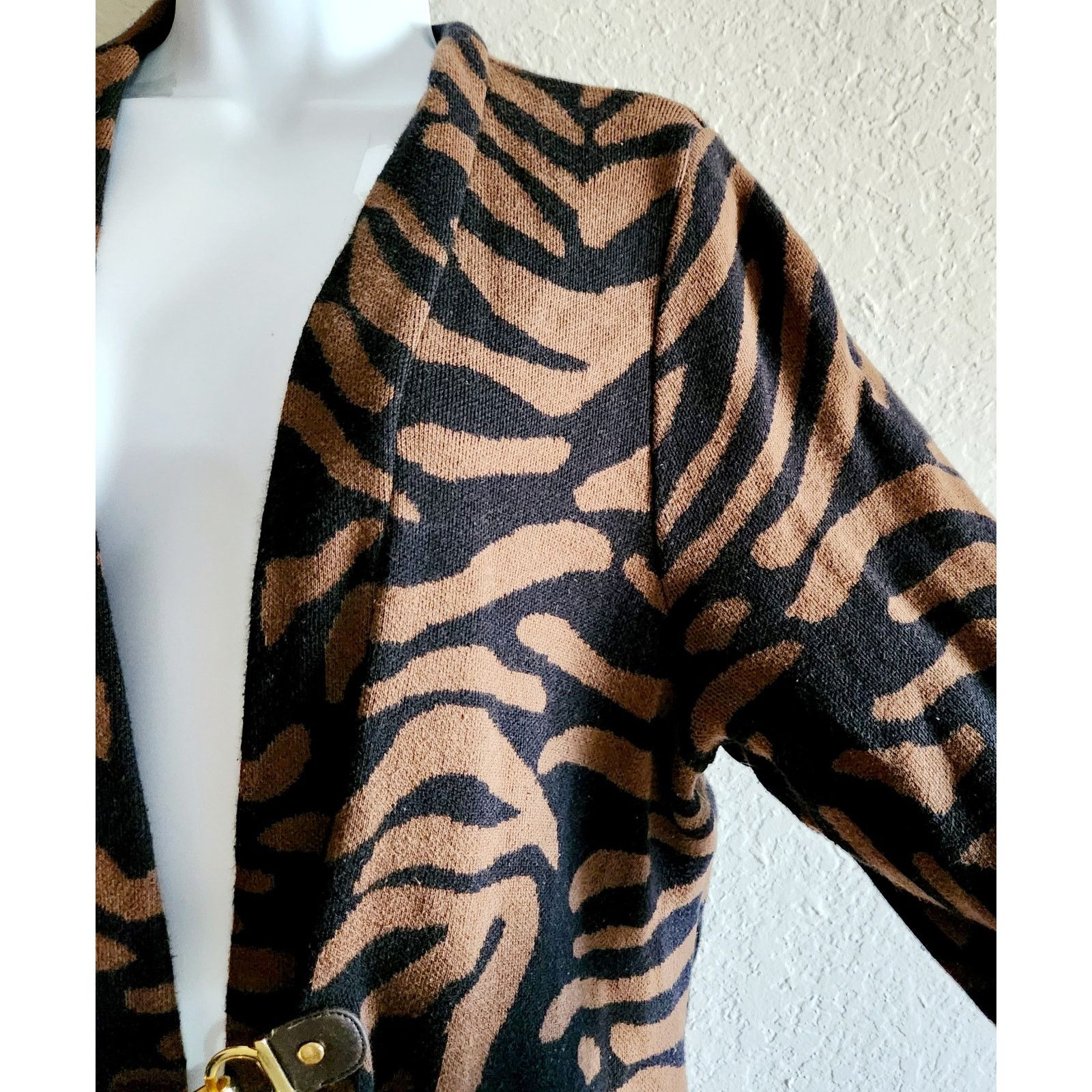 Other Charter Club Black Brown Gold Clasp Duster Cardigan 2X Plus Size XXL / US 16-18 / IT 52-54 - 2 Thumbnail