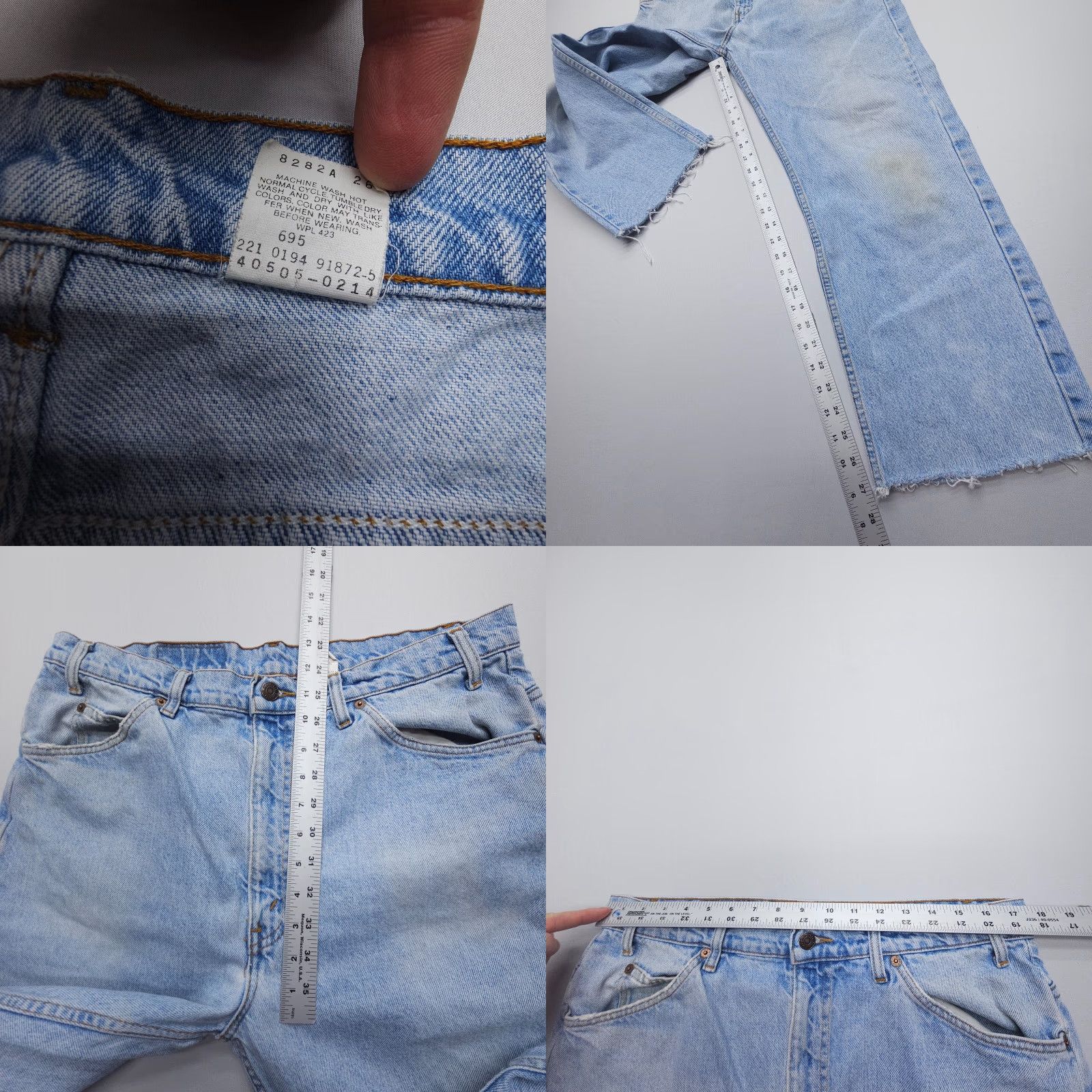 Levi's VINTAGE Levi's 505 Jeans Mens 38 x 34 Straight Regular Blue Denim 5-Pocket Logo 27" Inseam Cut-Off (35 x 27") Size US 38 / EU 54 - 8 Thumbnail