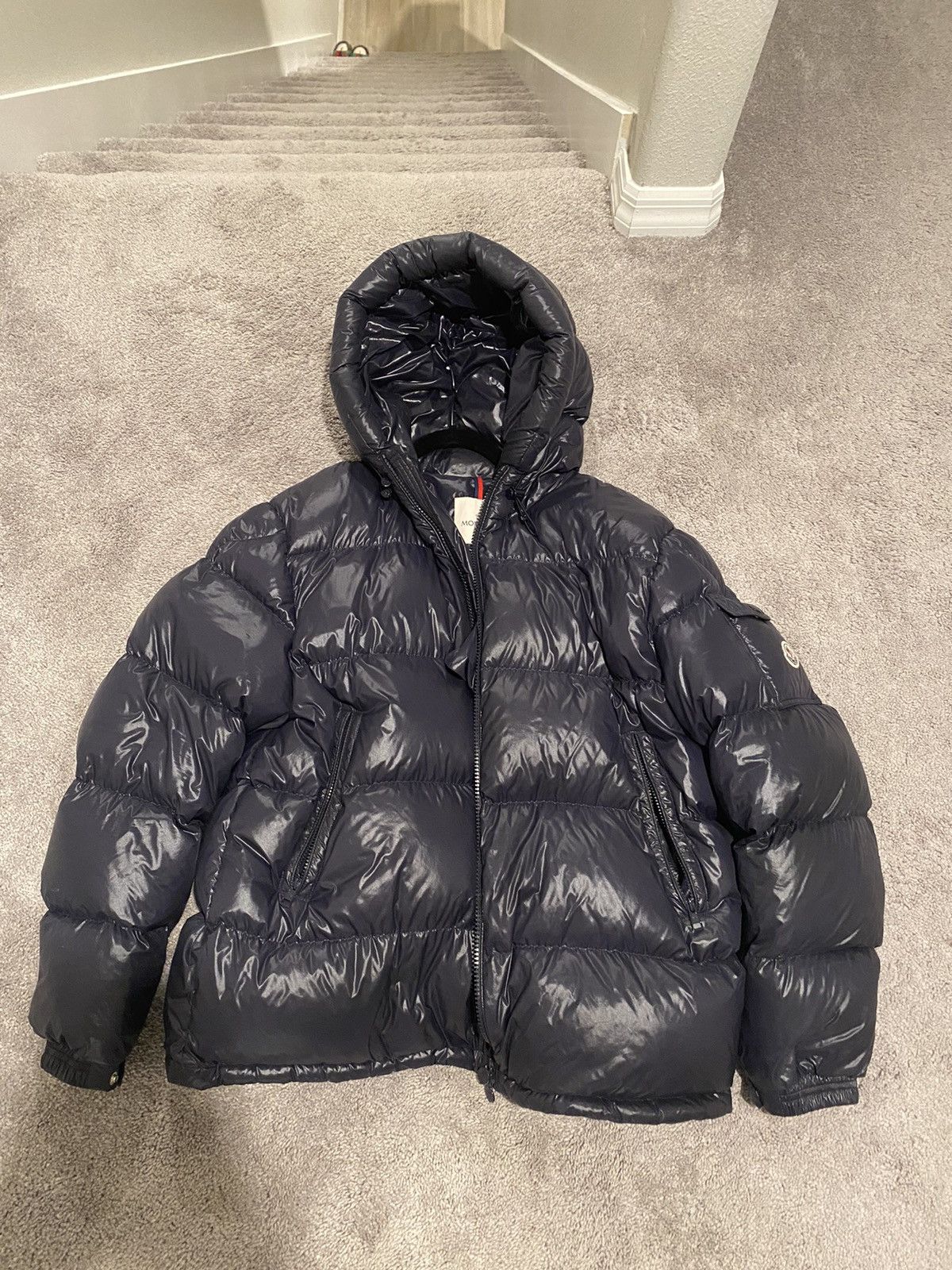 image of Moncler Ecrins Puffer Jacket Size 7 in Navy, Men's