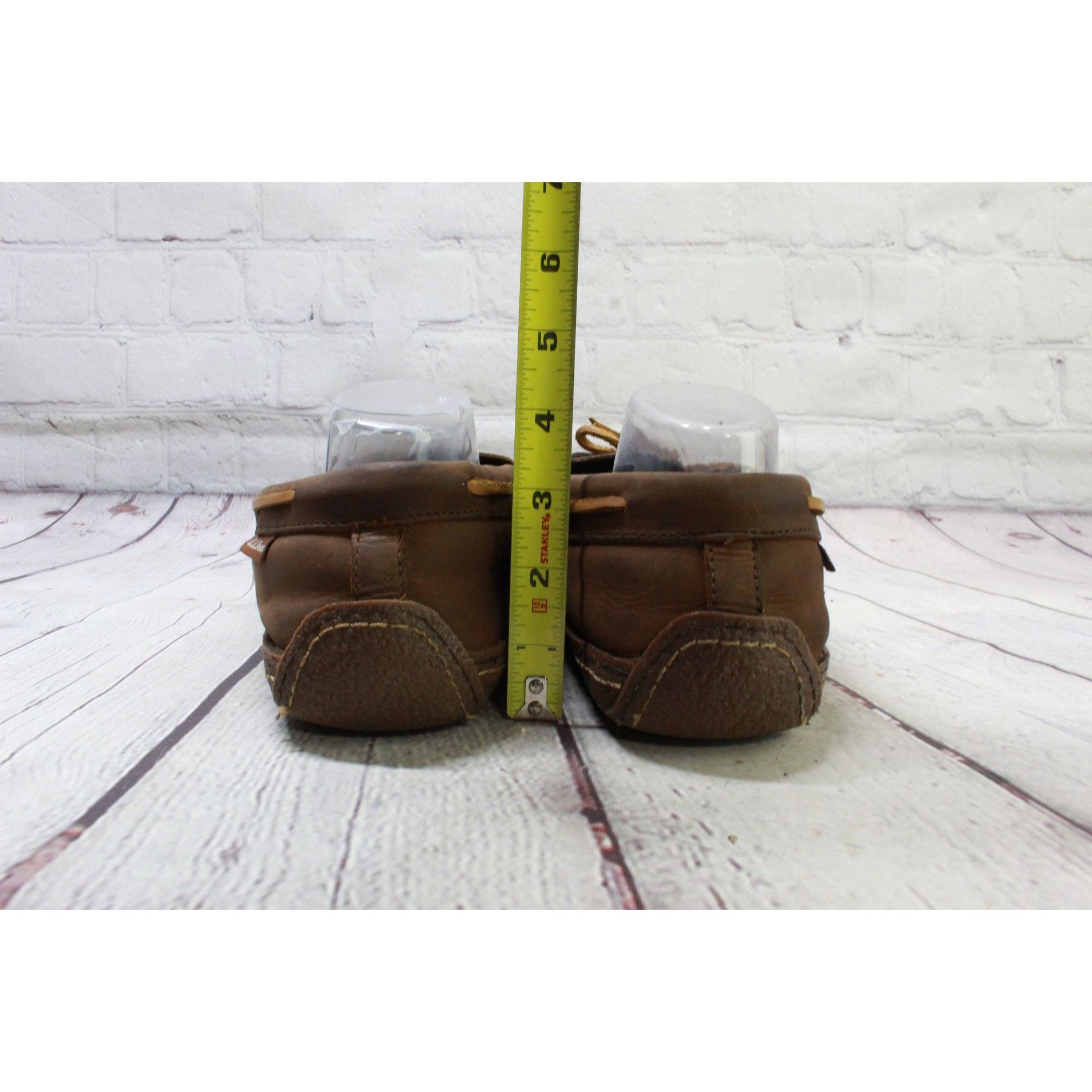 L.L. Bean LL Bean Men's Brown Leather Flannel-Lined Handsewn Slippers Size US 12 / EU 45 - 6 Thumbnail