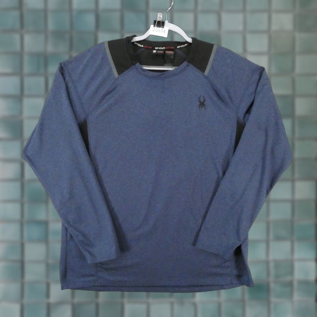 Spyder Spyder Active Shirt Men Large Long Sleeve Blue Black Pullover Lightweight Fleece Crew Neck Polyester Blend Spandex Size US L / EU 52-54 / 3 - 1 Thumbnail