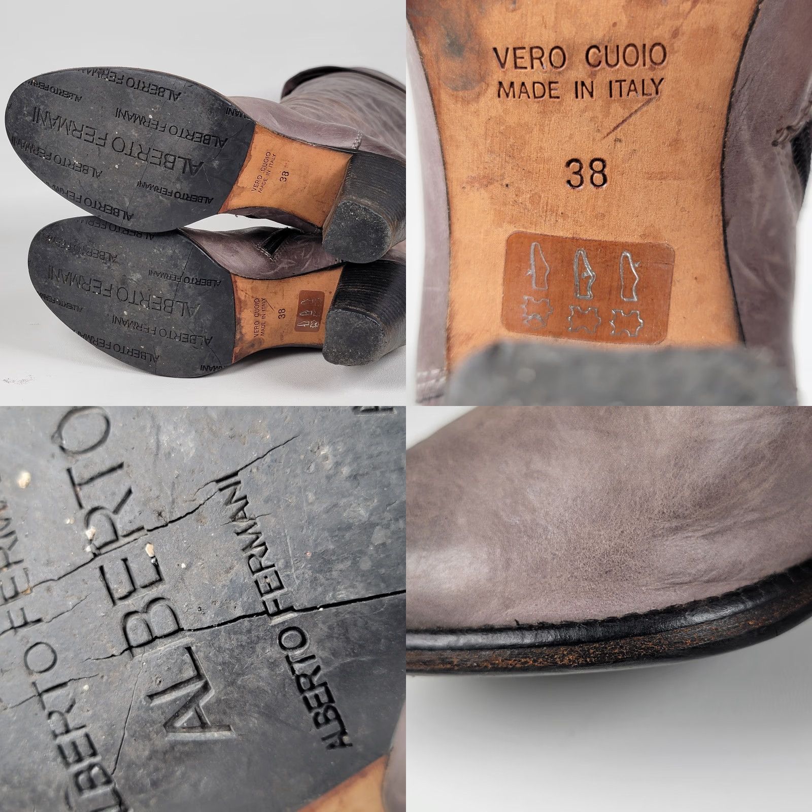 Vintage VINTAGE Vero Cuoio Alberto Fellini Boot Woman Gray Leather Boots Knee High 38 Size US 8 / IT 38 - 8 Thumbnail