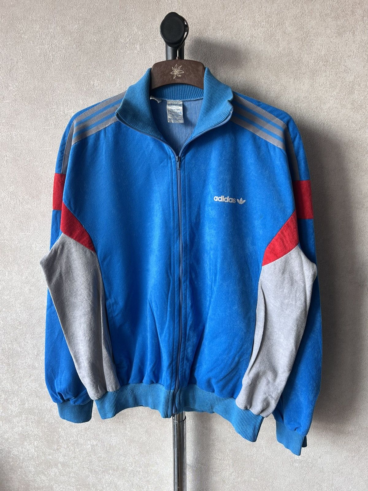 Adidas 80s Adidas Vertex Velour Zip Up Jacket Made in France Size US M / EU 48-50 / 2 - 1 Thumbnail