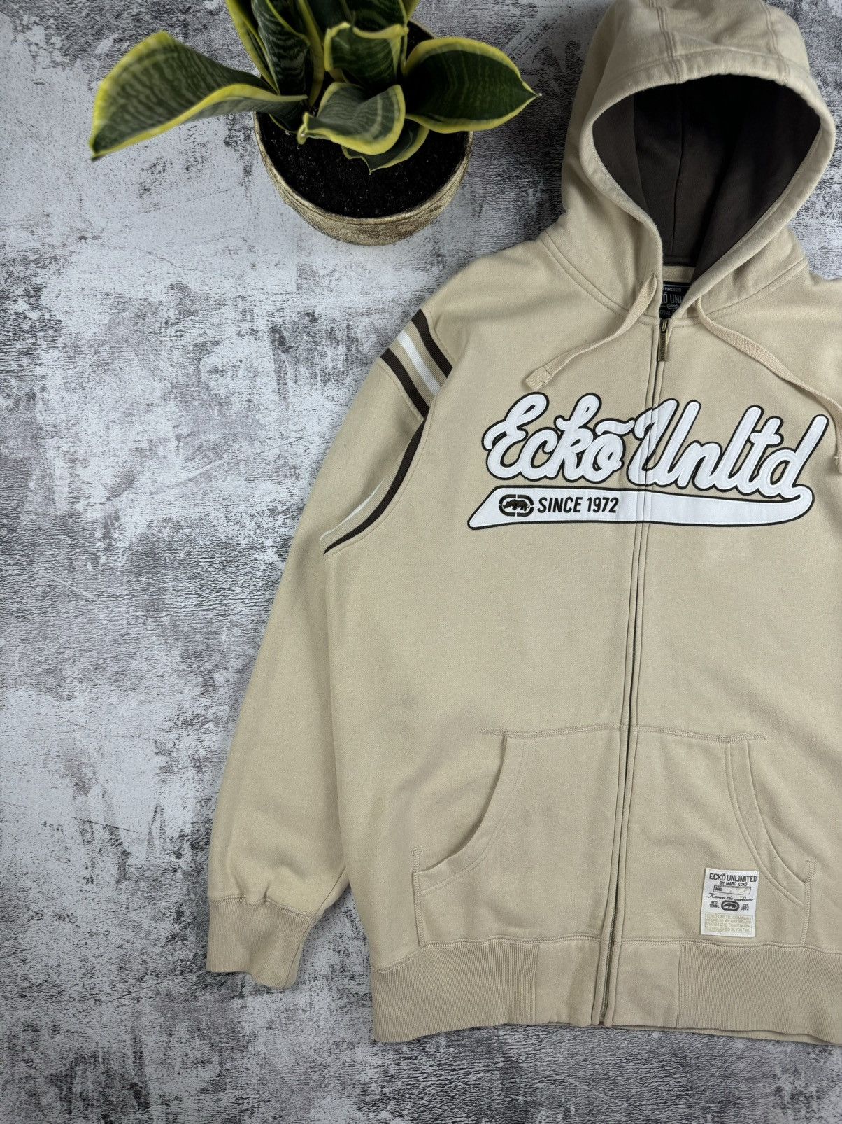 Ecko Unltd. Vintage Ecko Unltd by Marc Ecko Rap Skate Beige Zip Hoodie Size US XL / EU 56 / 4 - 2 Thumbnail